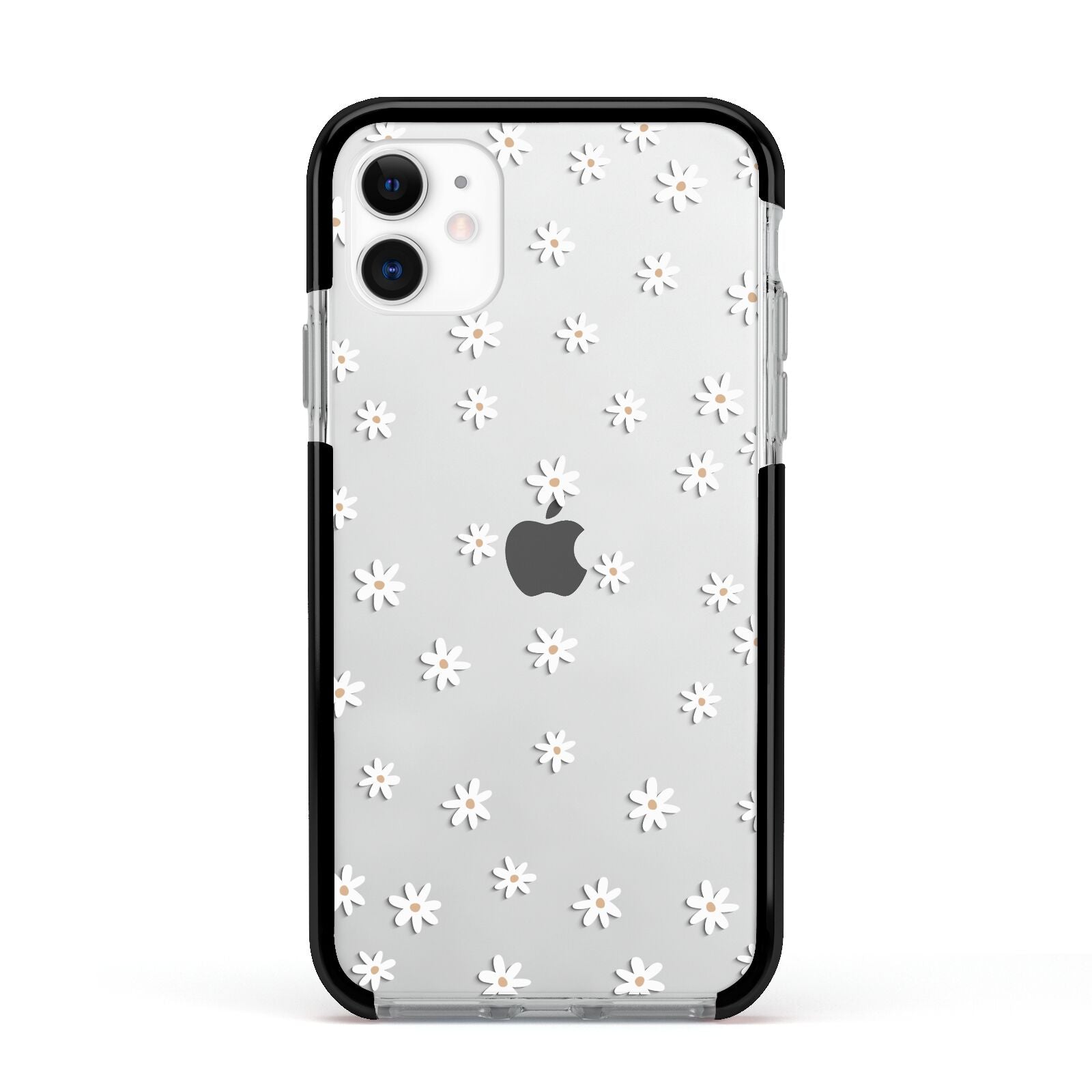 Daisy Pattern Apple iPhone 11 in White with Black Impact Case