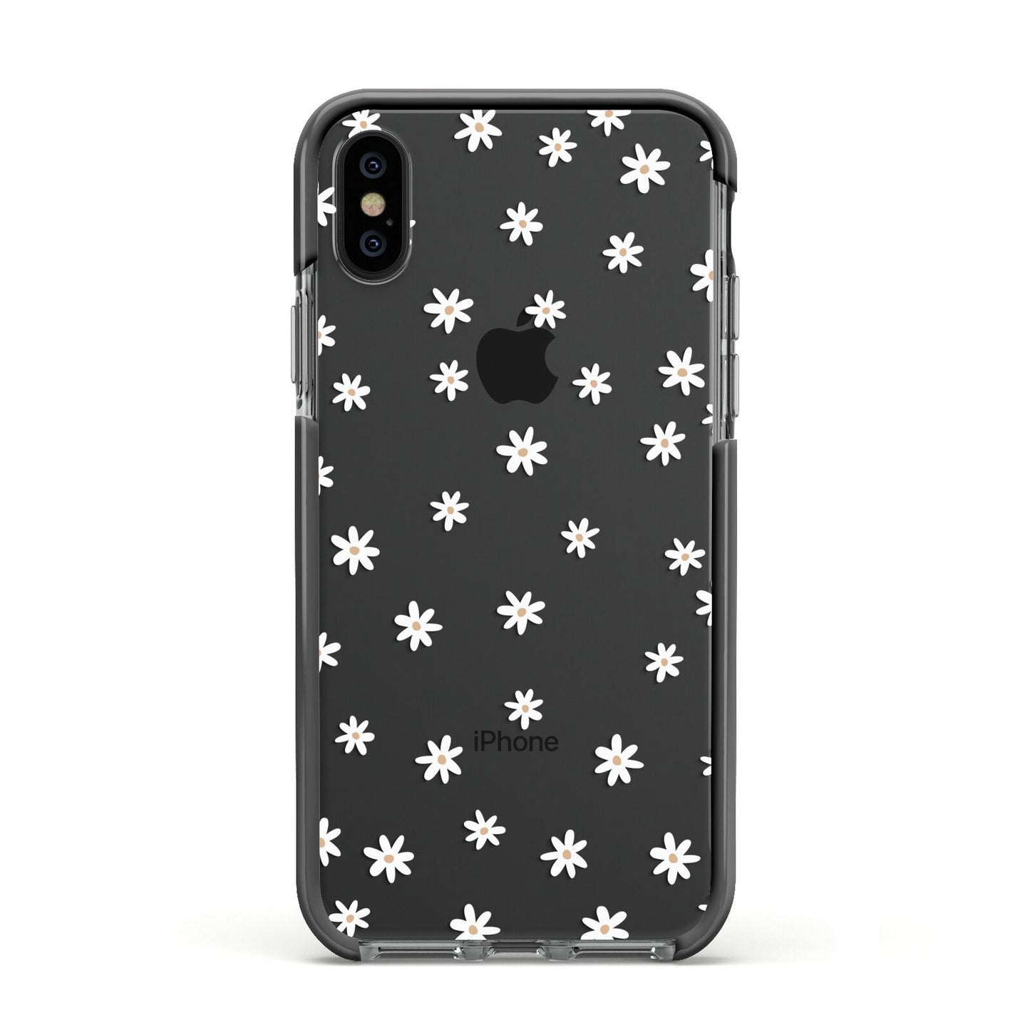 Daisy Pattern Apple iPhone Xs Impact Case Black Edge on Black Phone