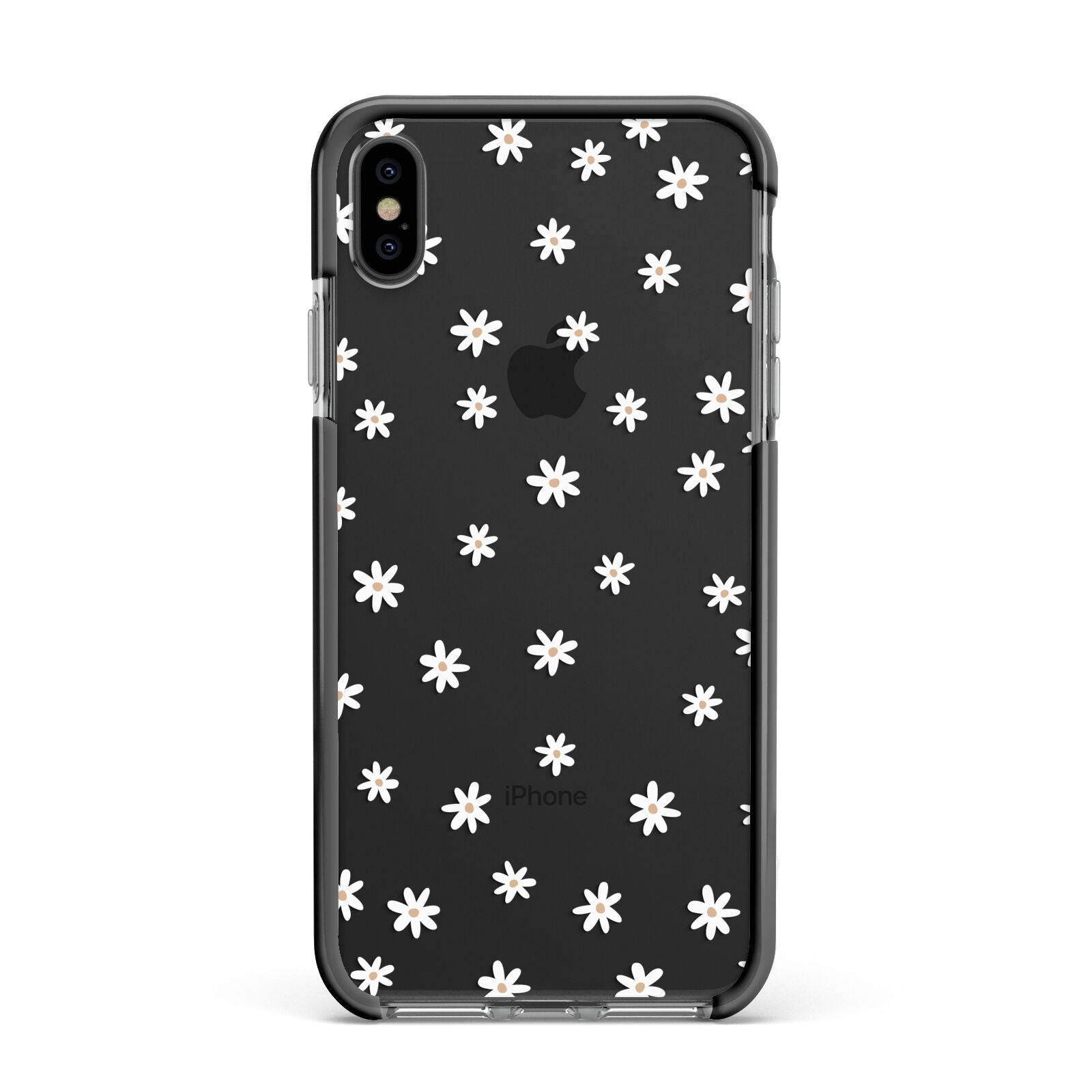 Daisy Pattern Apple iPhone Xs Max Impact Case Black Edge on Black Phone