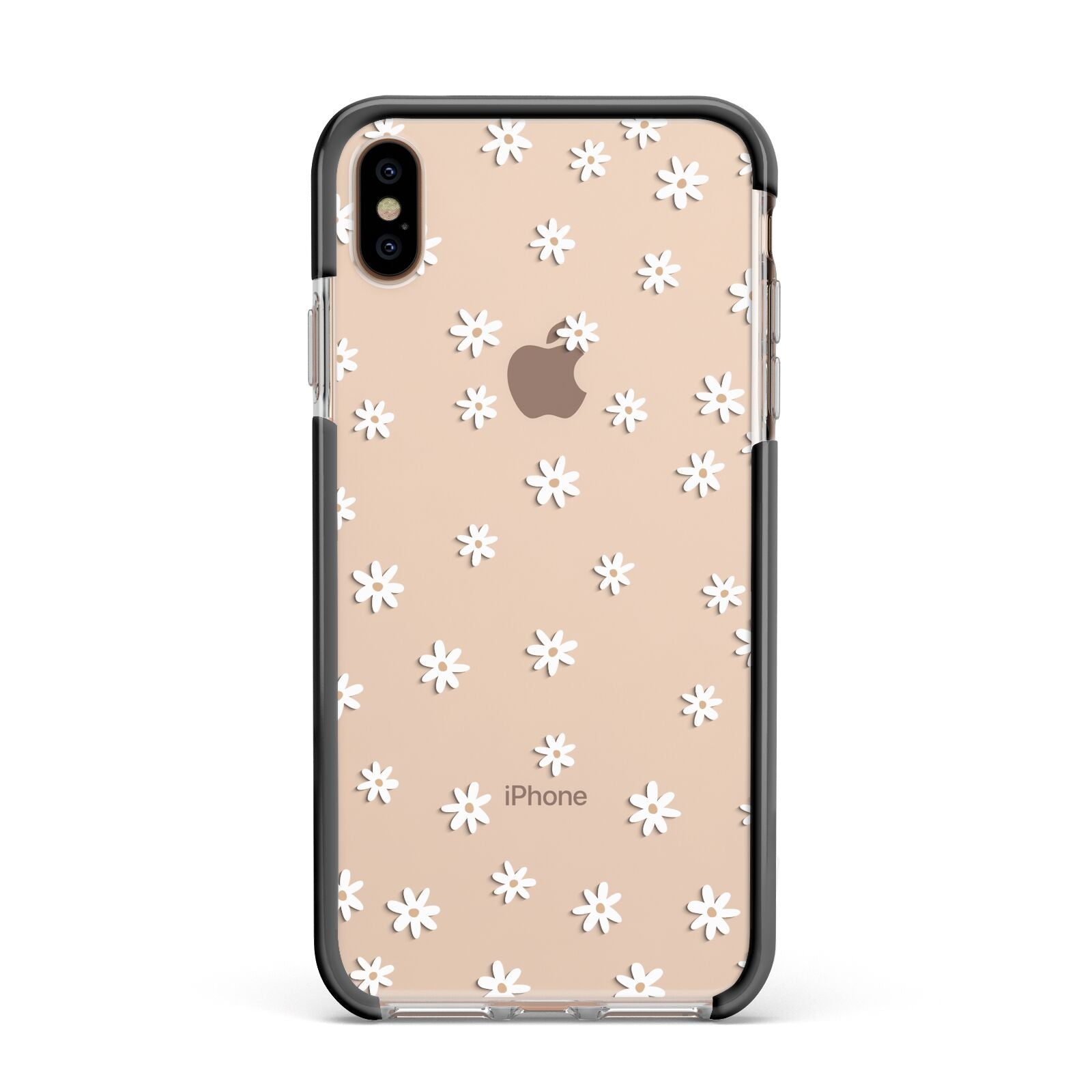 Daisy Pattern Apple iPhone Xs Max Impact Case Black Edge on Gold Phone