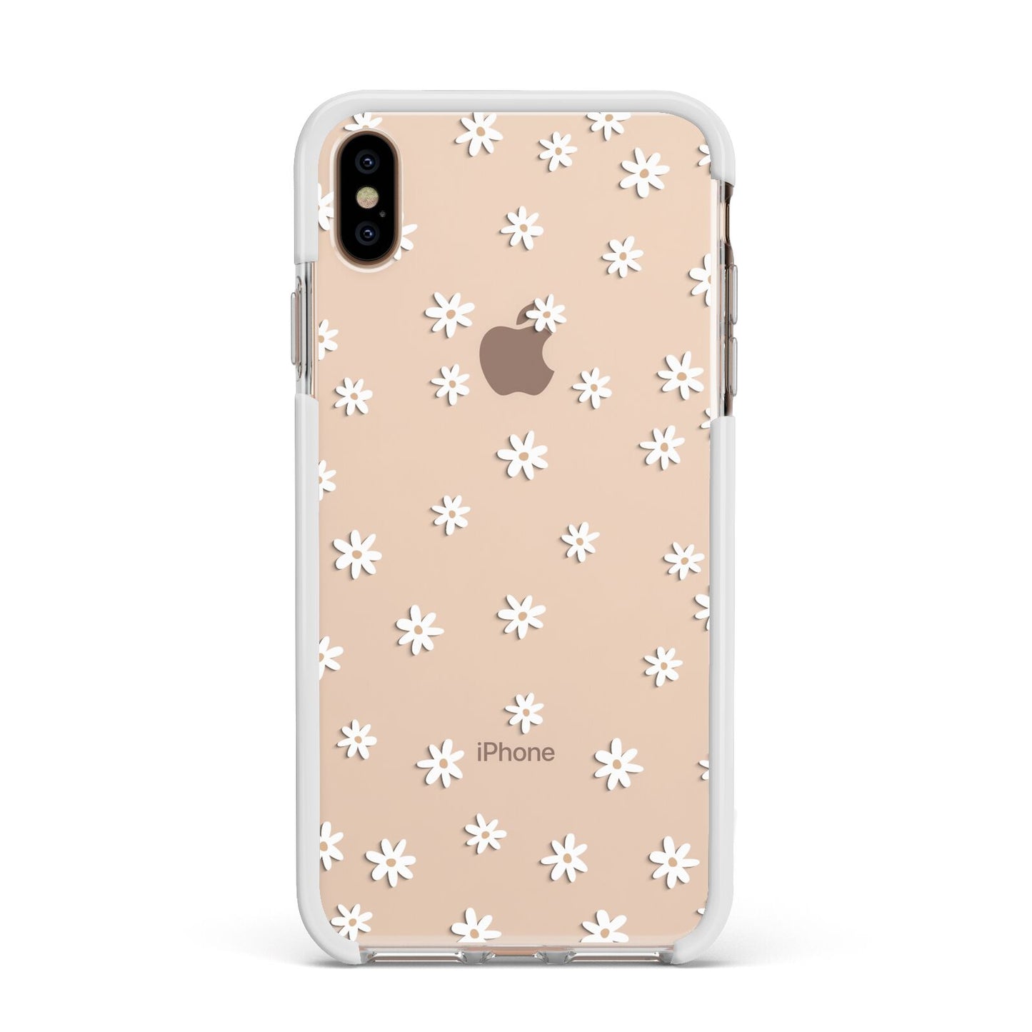 Daisy Pattern Apple iPhone Xs Max Impact Case White Edge on Gold Phone