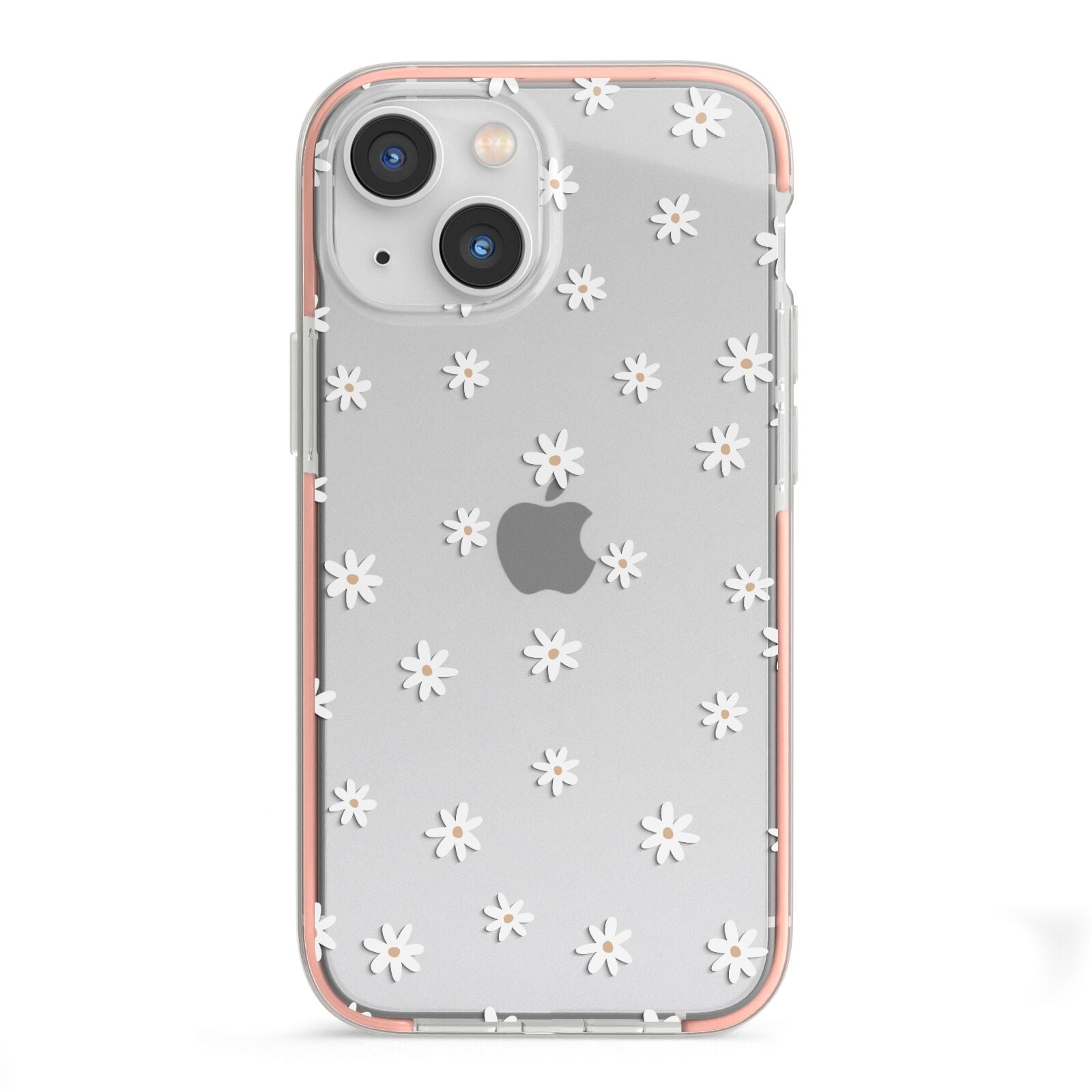 Daisy Pattern iPhone 13 Mini TPU Impact Case with Pink Edges