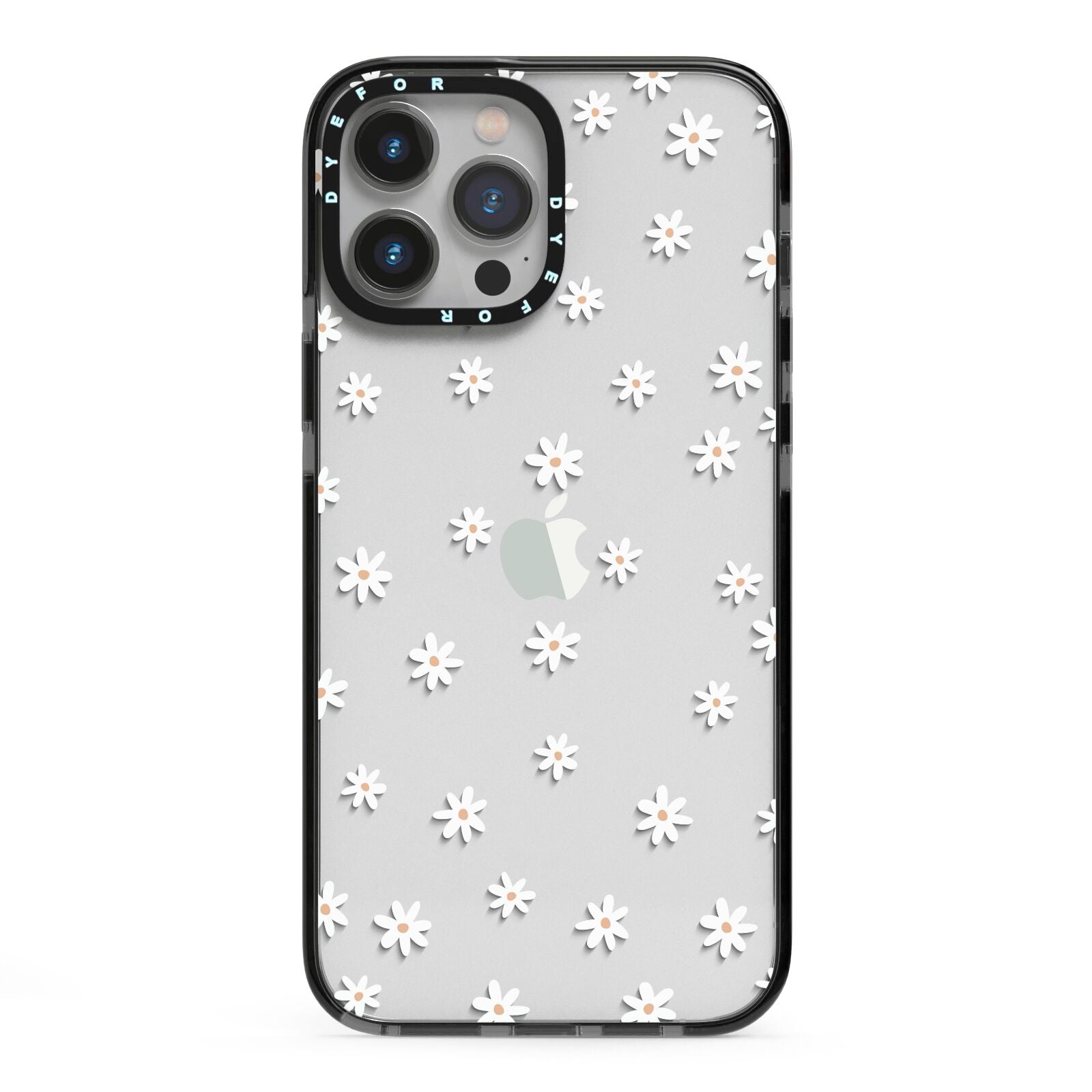 Daisy Pattern iPhone 13 Pro Max Black Impact Case on Silver phone