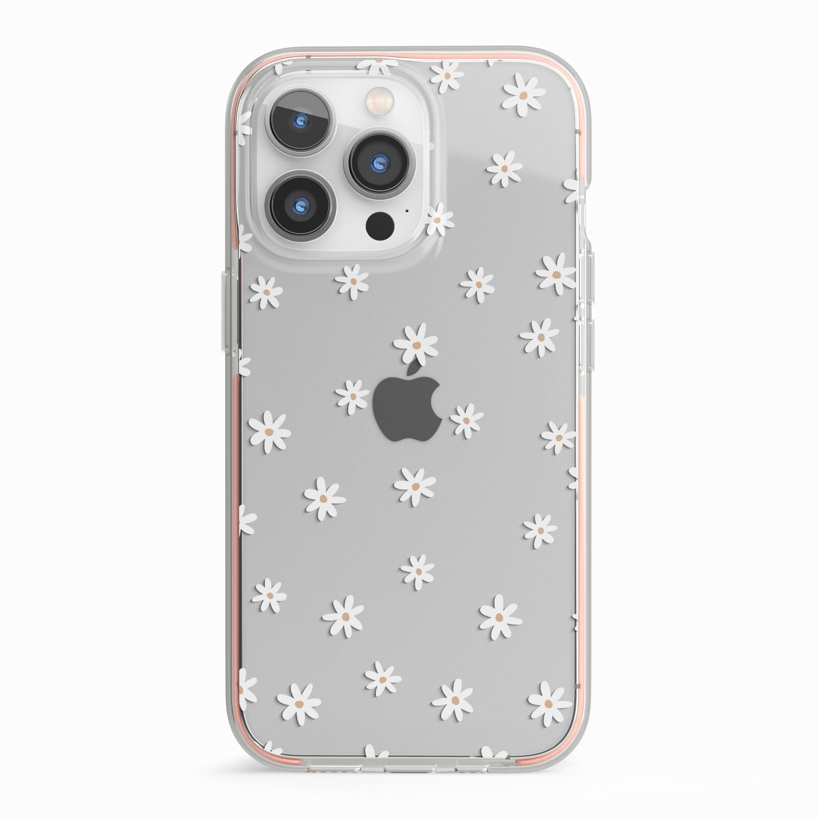 Daisy Pattern iPhone 13 Pro TPU Impact Case with Pink Edges