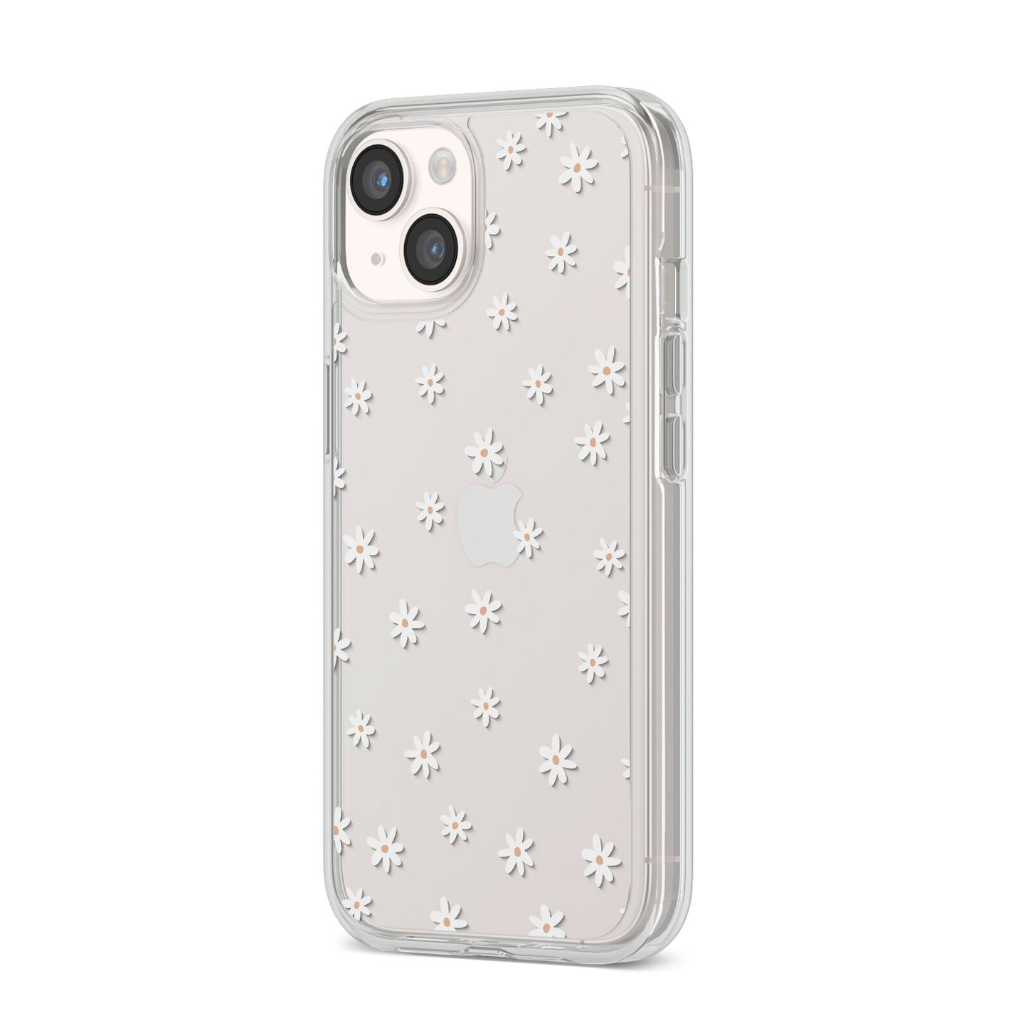 Daisy Pattern iPhone 14 Clear Tough Case Starlight Angled Image