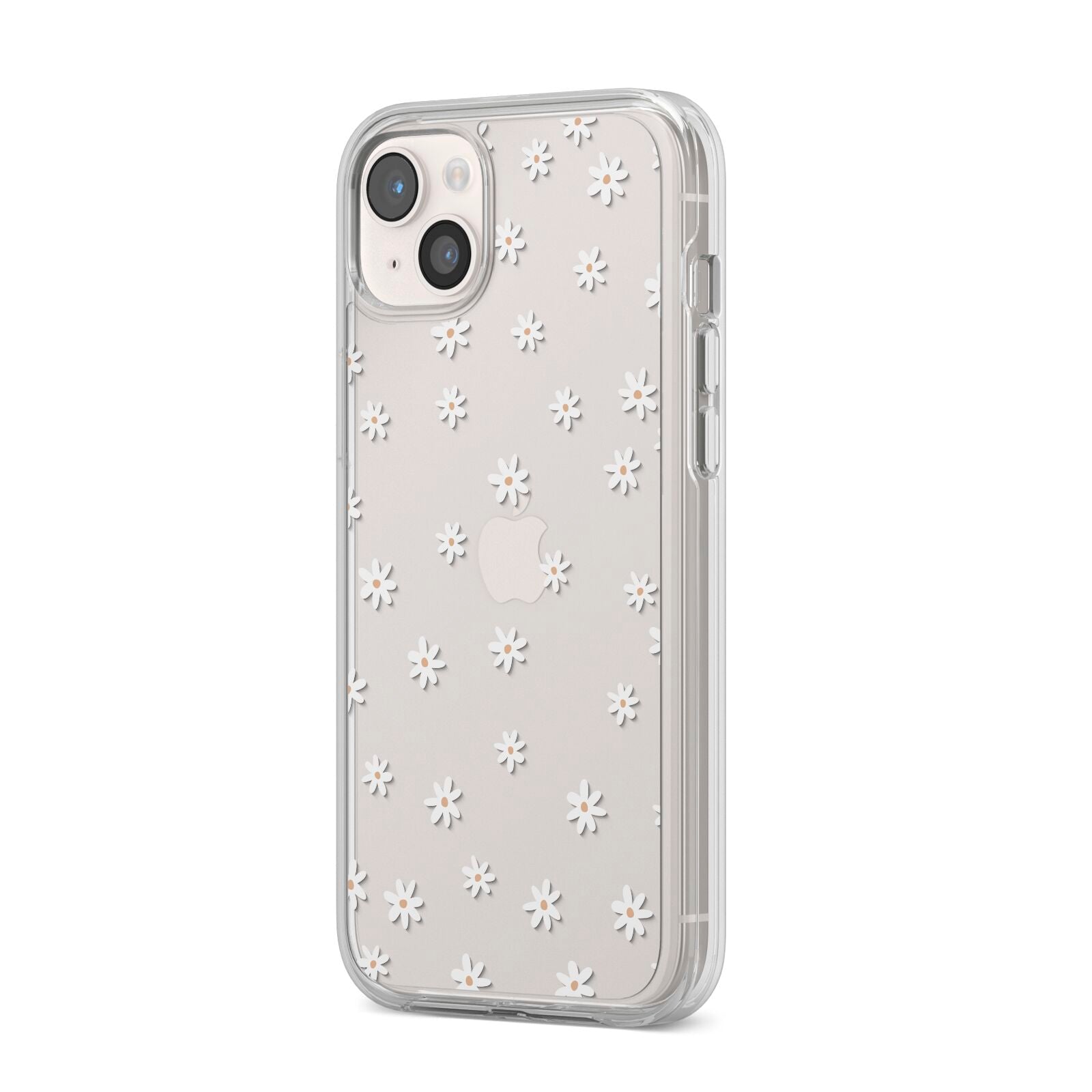 Daisy Pattern iPhone 14 Plus Clear Tough Case Starlight Angled Image