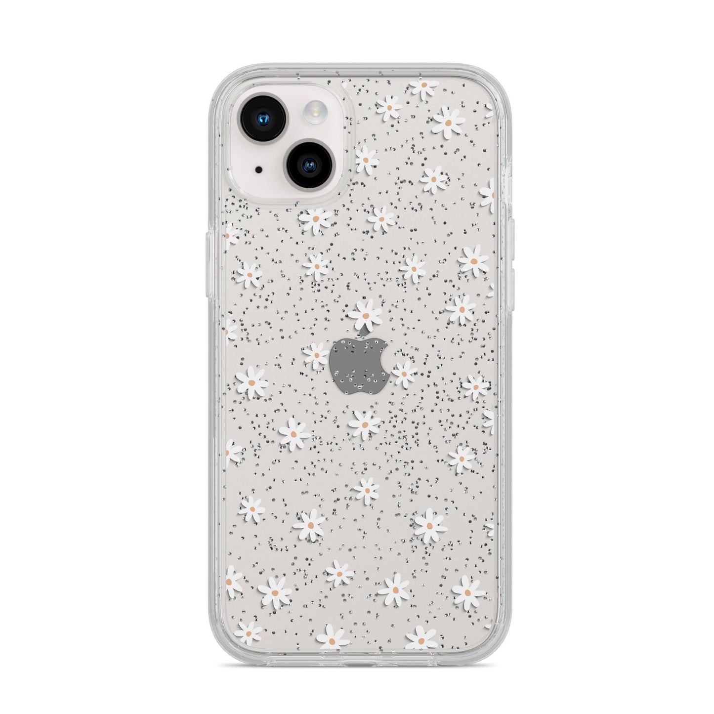 Daisy Pattern iPhone 14 Plus Glitter Tough Case Starlight