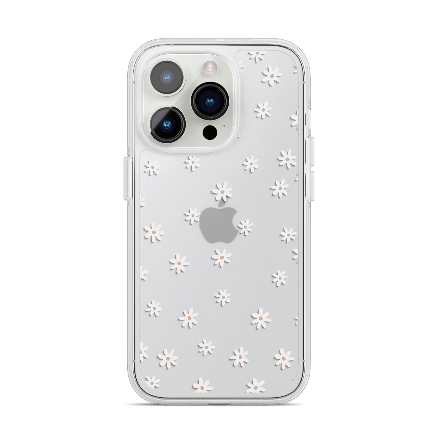 Daisy Pattern iPhone 14 Pro Clear Tough Case Silver