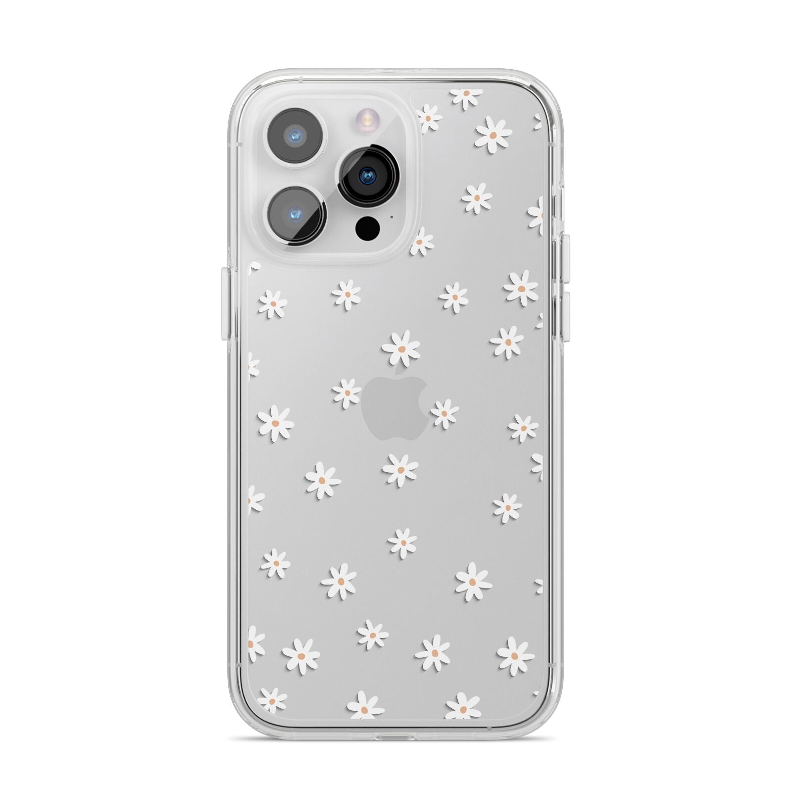 Daisy Pattern iPhone 14 Pro Max Clear Tough Case Silver