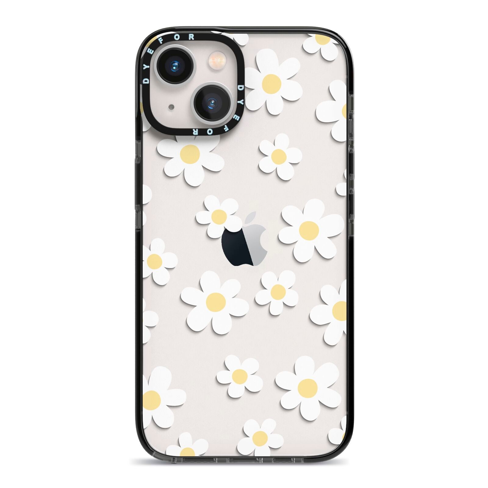 Daisy iPhone 13 Black Impact Case on Silver phone