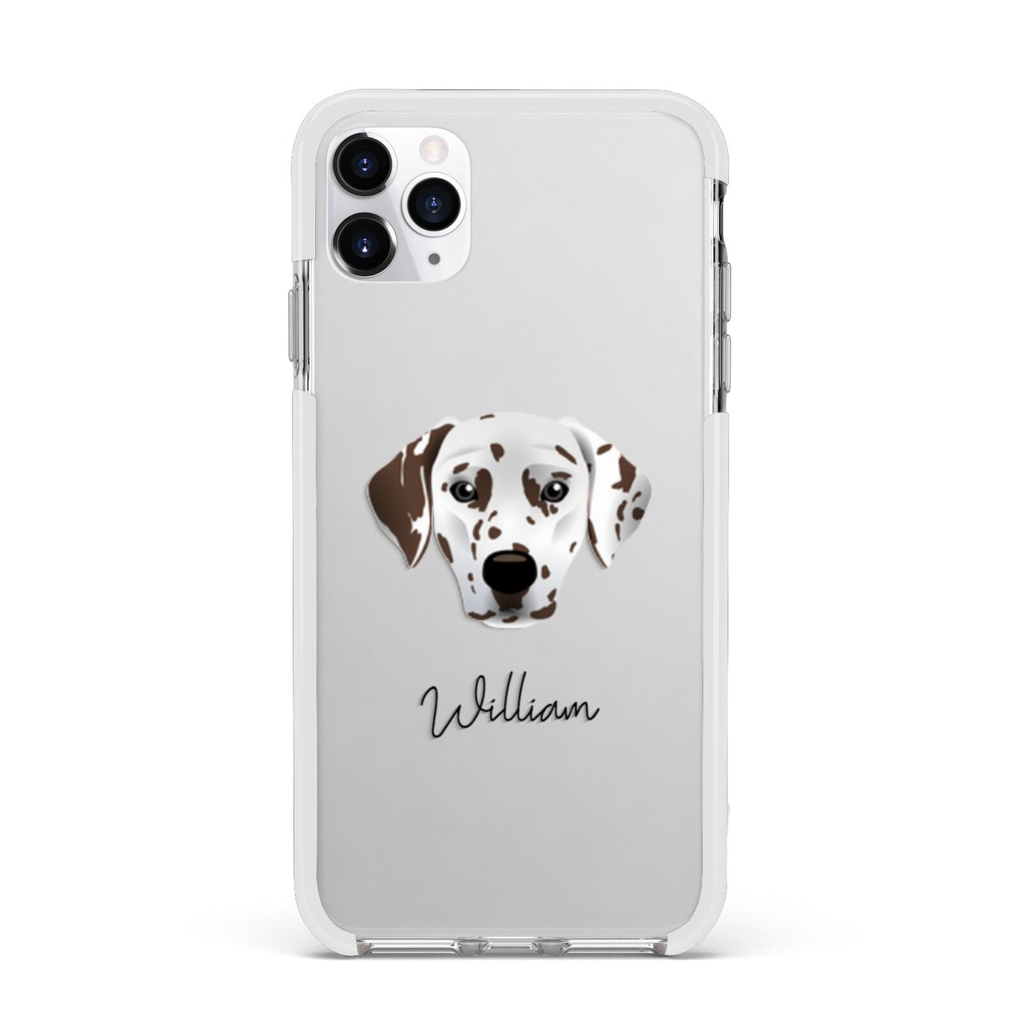 Dalmatian Personalised Apple iPhone 11 Pro Max in Silver with White Impact Case