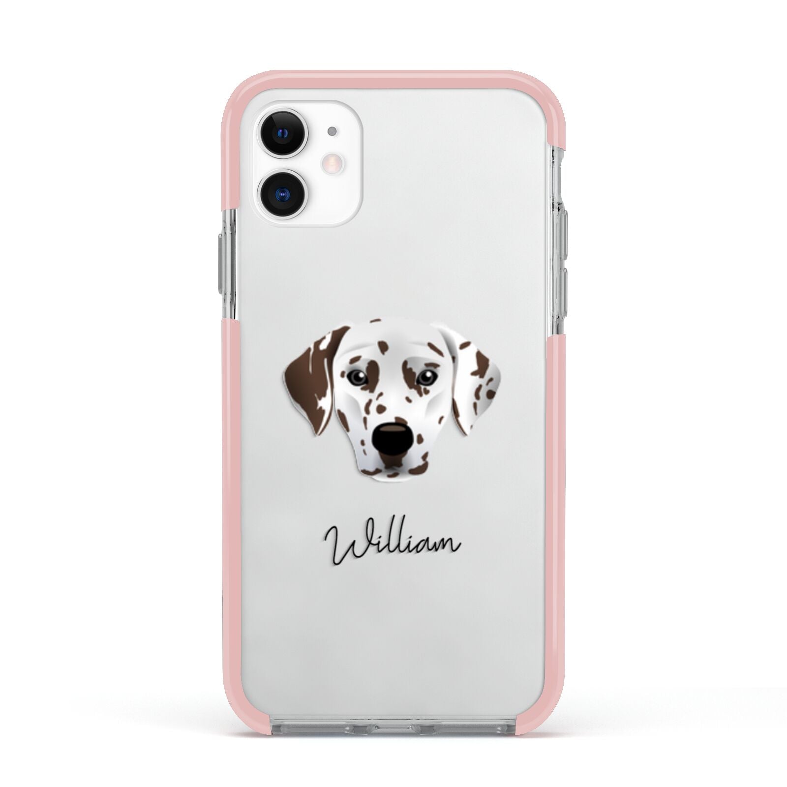 Dalmatian Personalised Apple iPhone 11 in White with Pink Impact Case