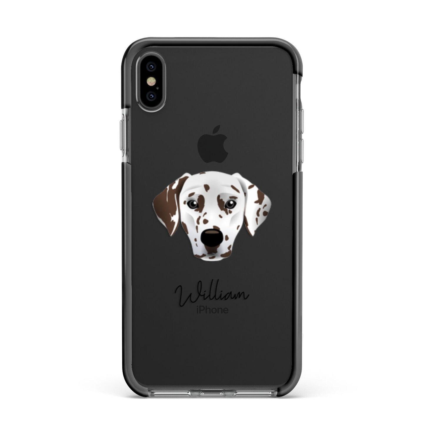 Dalmatian Personalised Apple iPhone Xs Max Impact Case Black Edge on Black Phone