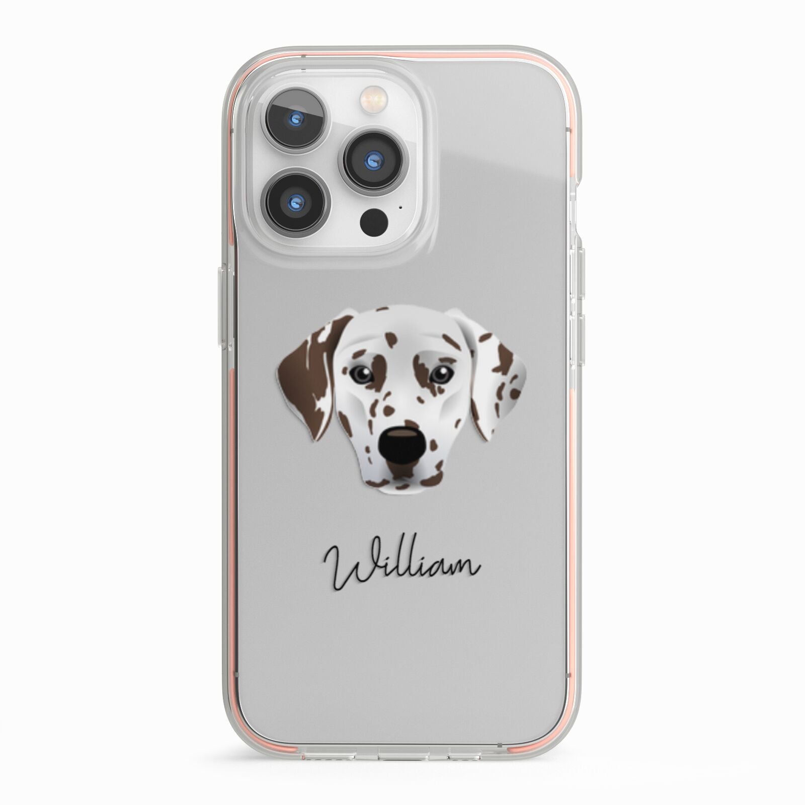 Dalmatian Personalised iPhone 13 Pro TPU Impact Case with Pink Edges