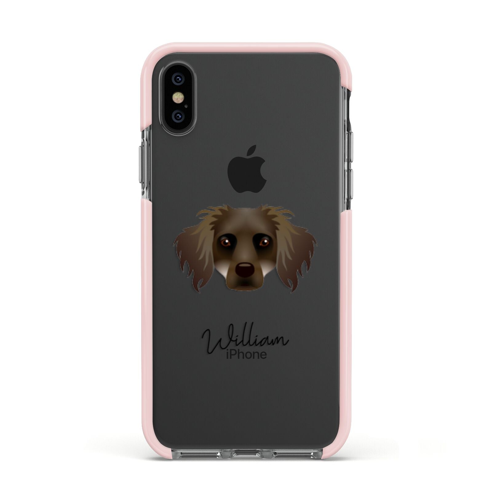 Dameranian Personalised Apple iPhone Xs Impact Case Pink Edge on Black Phone