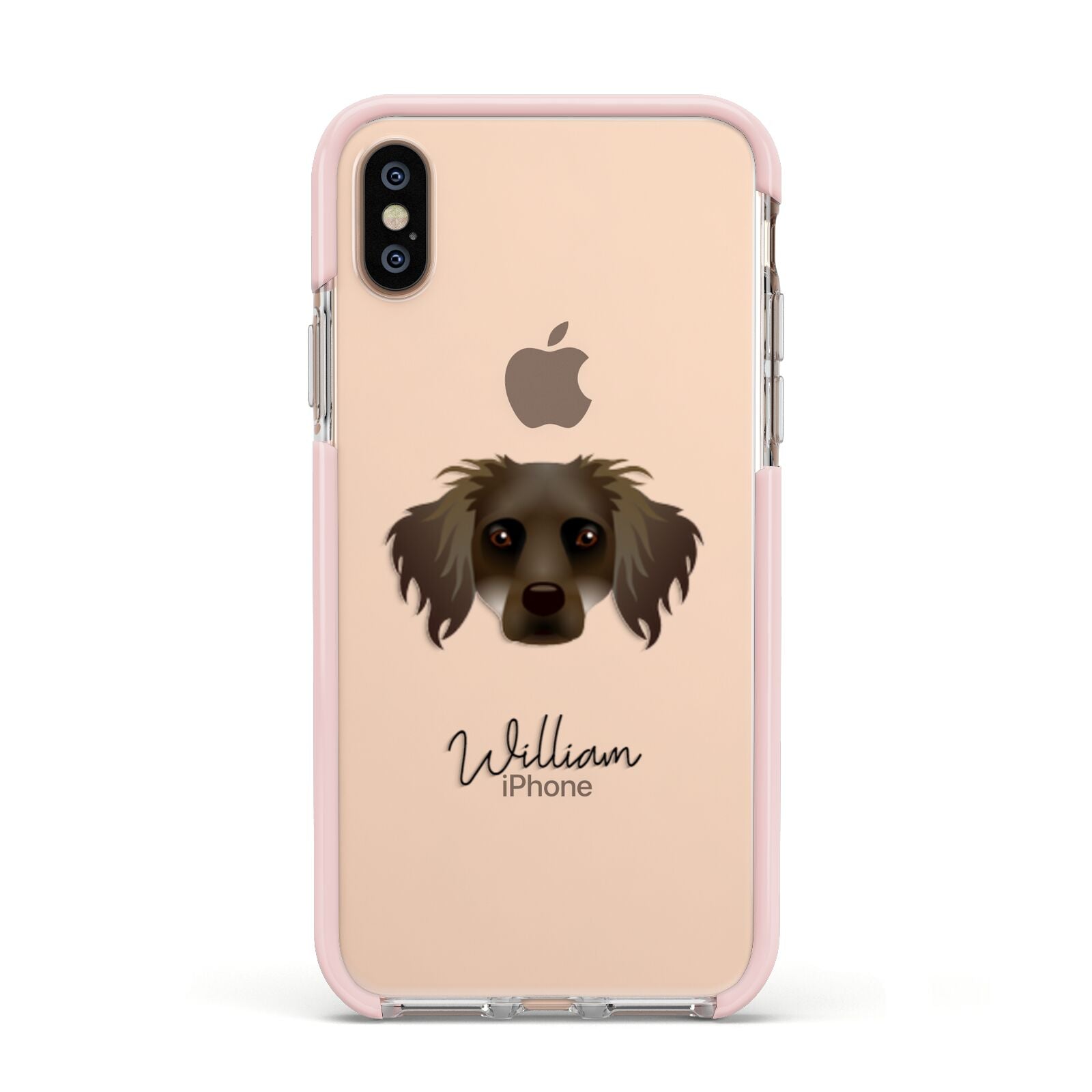 Dameranian Personalised Apple iPhone Xs Impact Case Pink Edge on Gold Phone