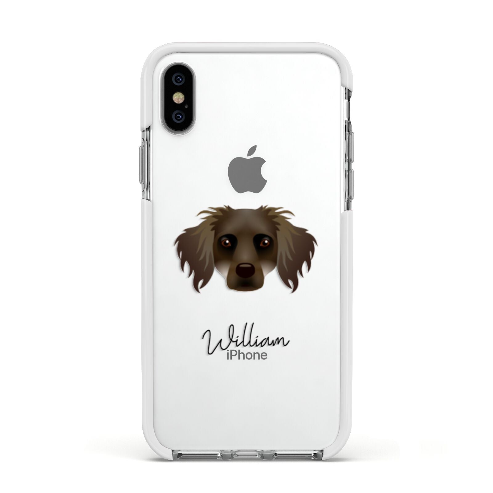 Dameranian Personalised Apple iPhone Xs Impact Case White Edge on Silver Phone