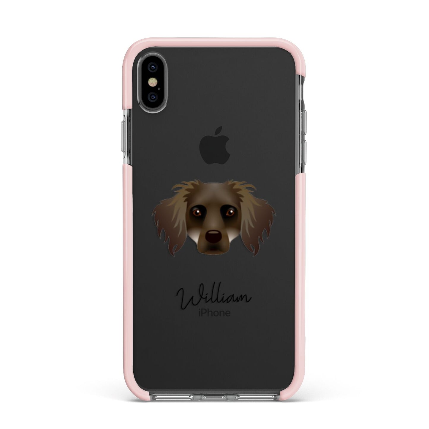 Dameranian Personalised Apple iPhone Xs Max Impact Case Pink Edge on Black Phone