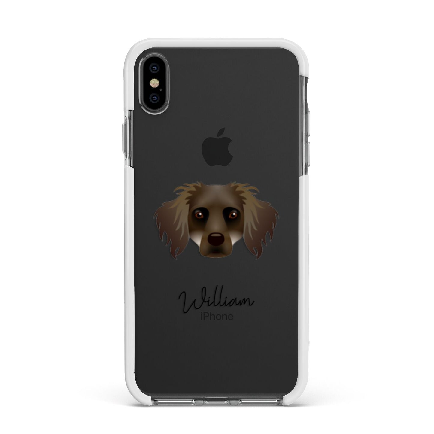 Dameranian Personalised Apple iPhone Xs Max Impact Case White Edge on Black Phone