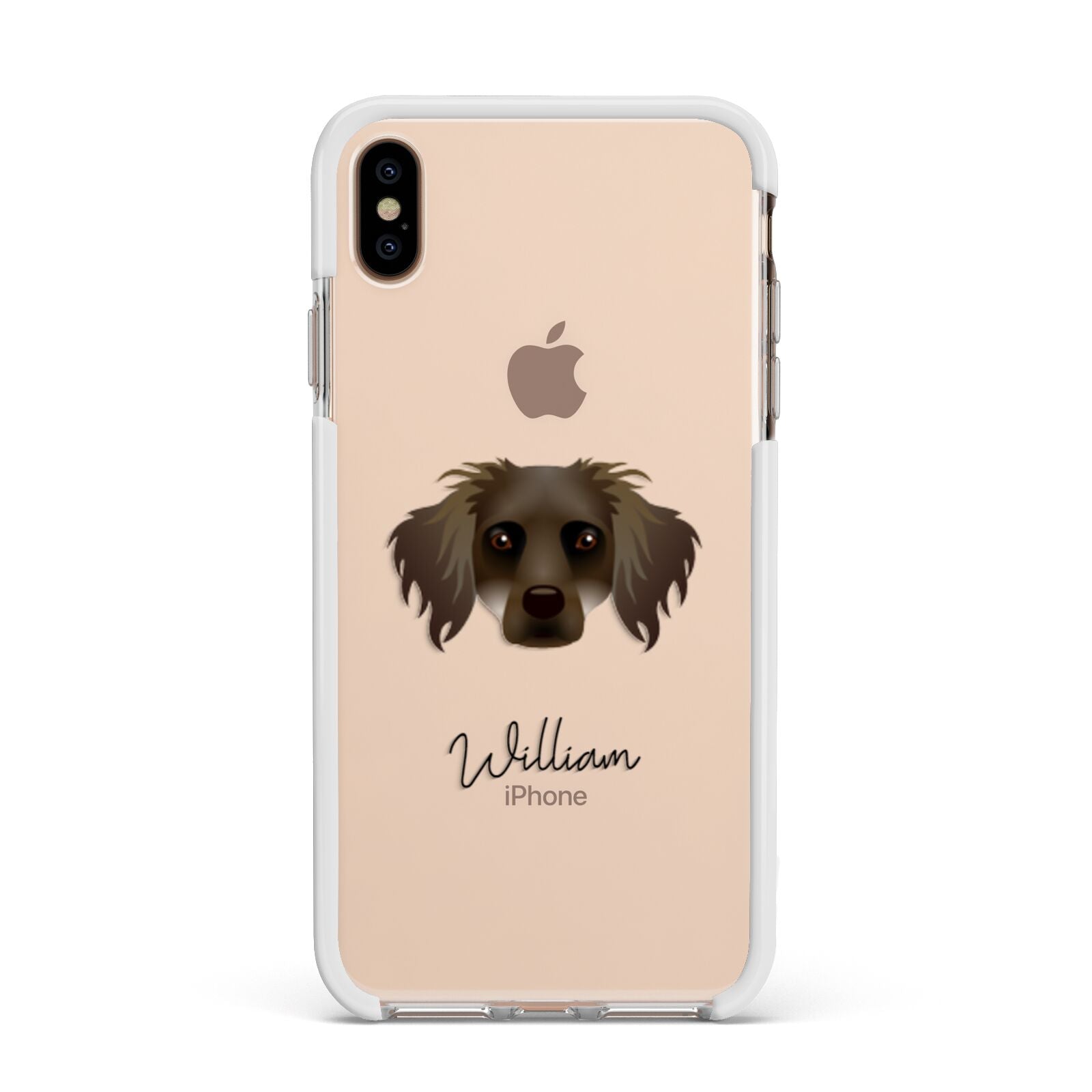 Dameranian Personalised Apple iPhone Xs Max Impact Case White Edge on Gold Phone