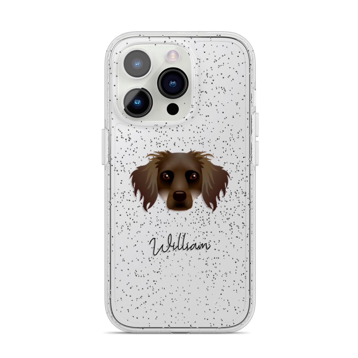 Dameranian Personalised iPhone 14 Pro Glitter Tough Case Silver