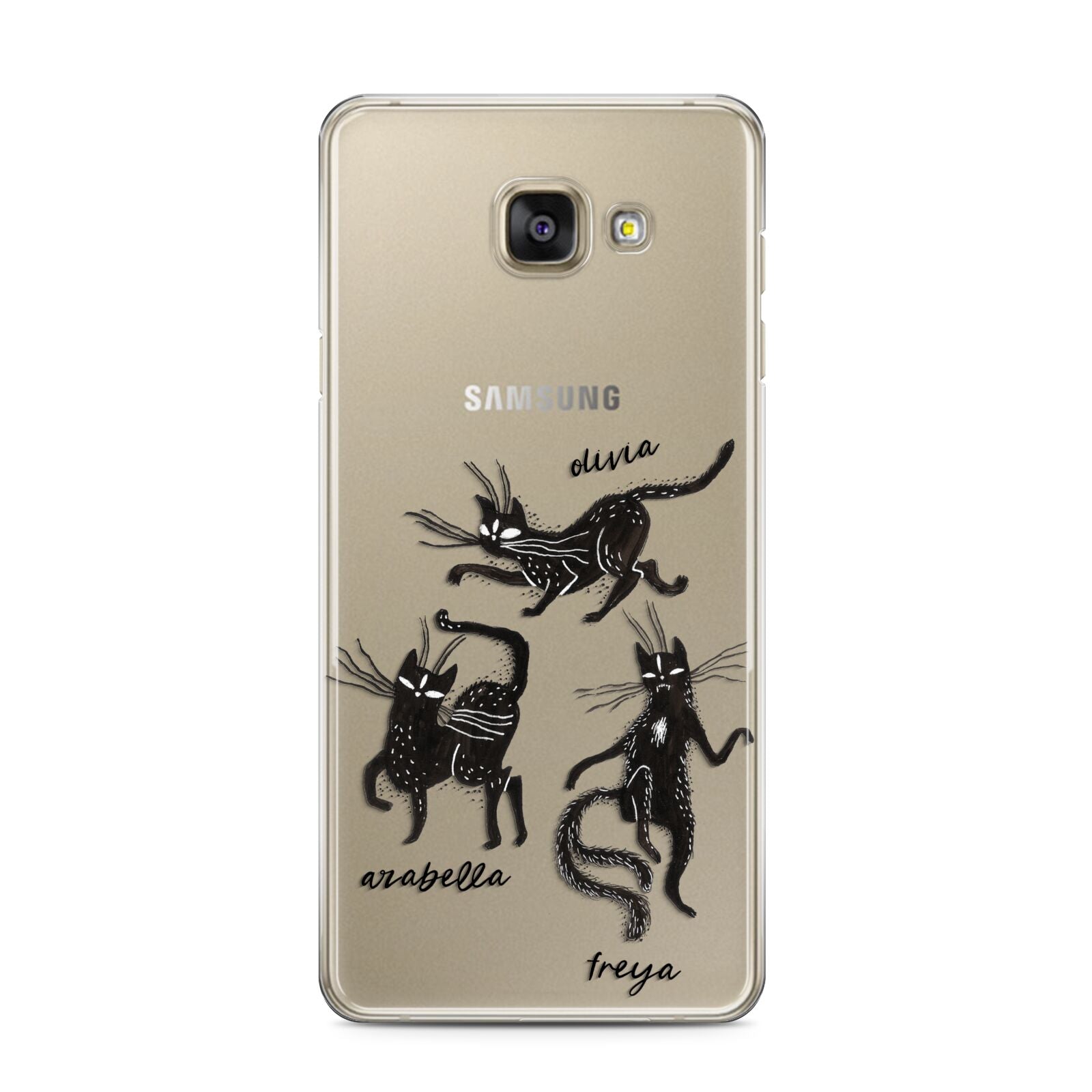 Dancing Cats Halloween Samsung Galaxy A3 2016 Case on gold phone