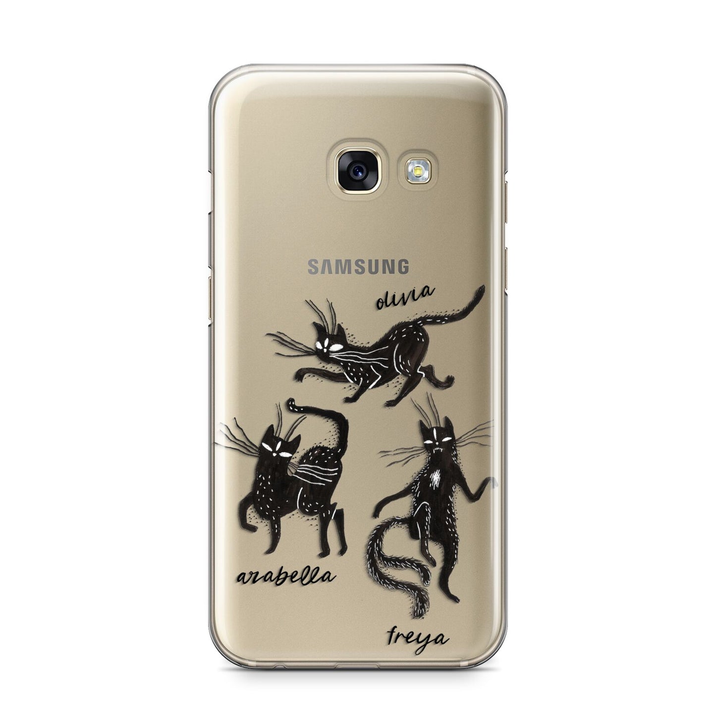 Dancing Cats Halloween Samsung Galaxy A3 2017 Case on gold phone