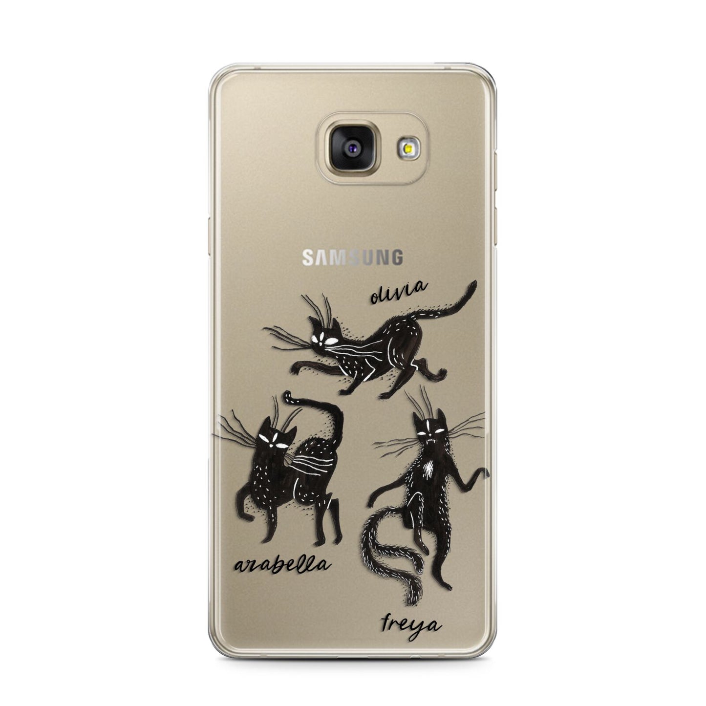 Dancing Cats Halloween Samsung Galaxy A7 2016 Case on gold phone