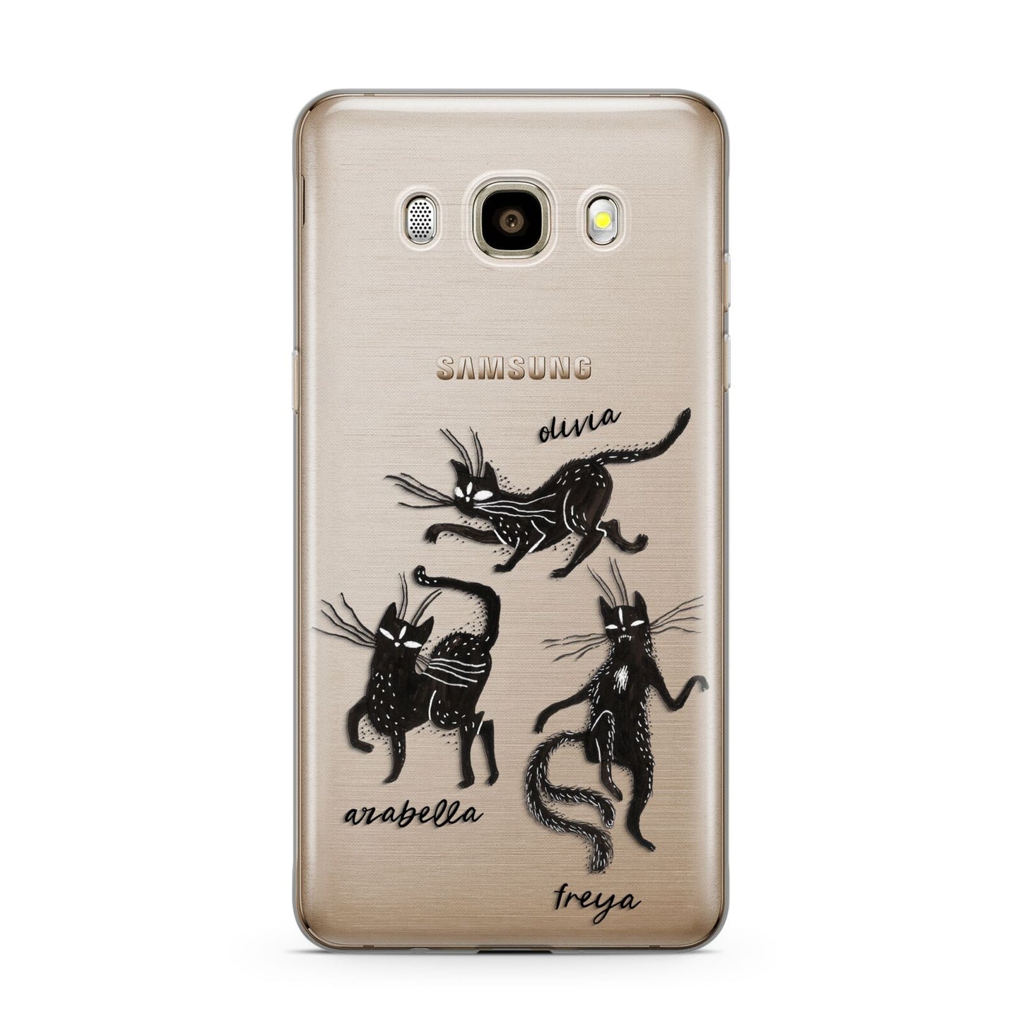 Dancing Cats Halloween Samsung Galaxy J7 2016 Case on gold phone