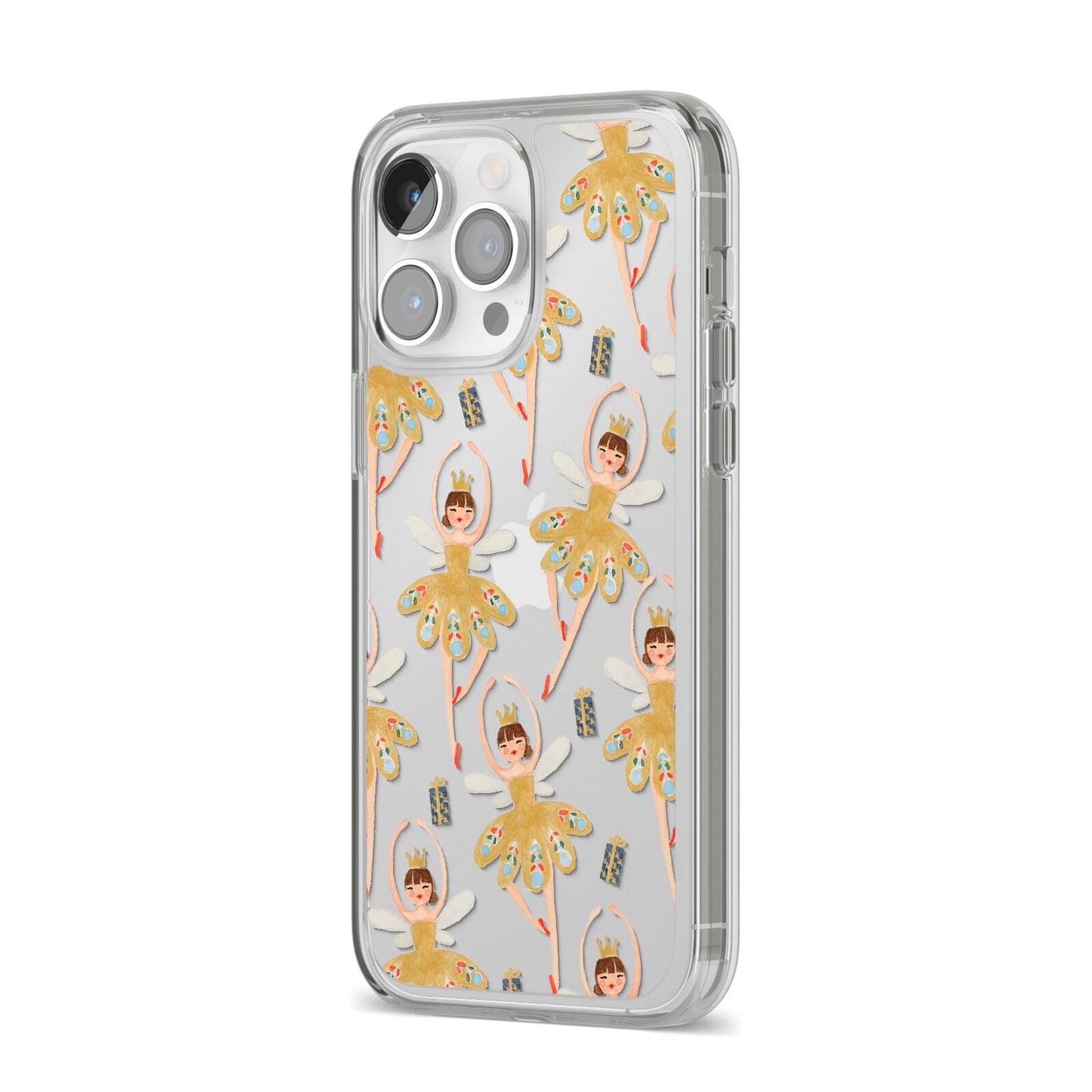 Dancing ballerina princess iPhone 14 Pro Max Clear Tough Case Silver Angled Image