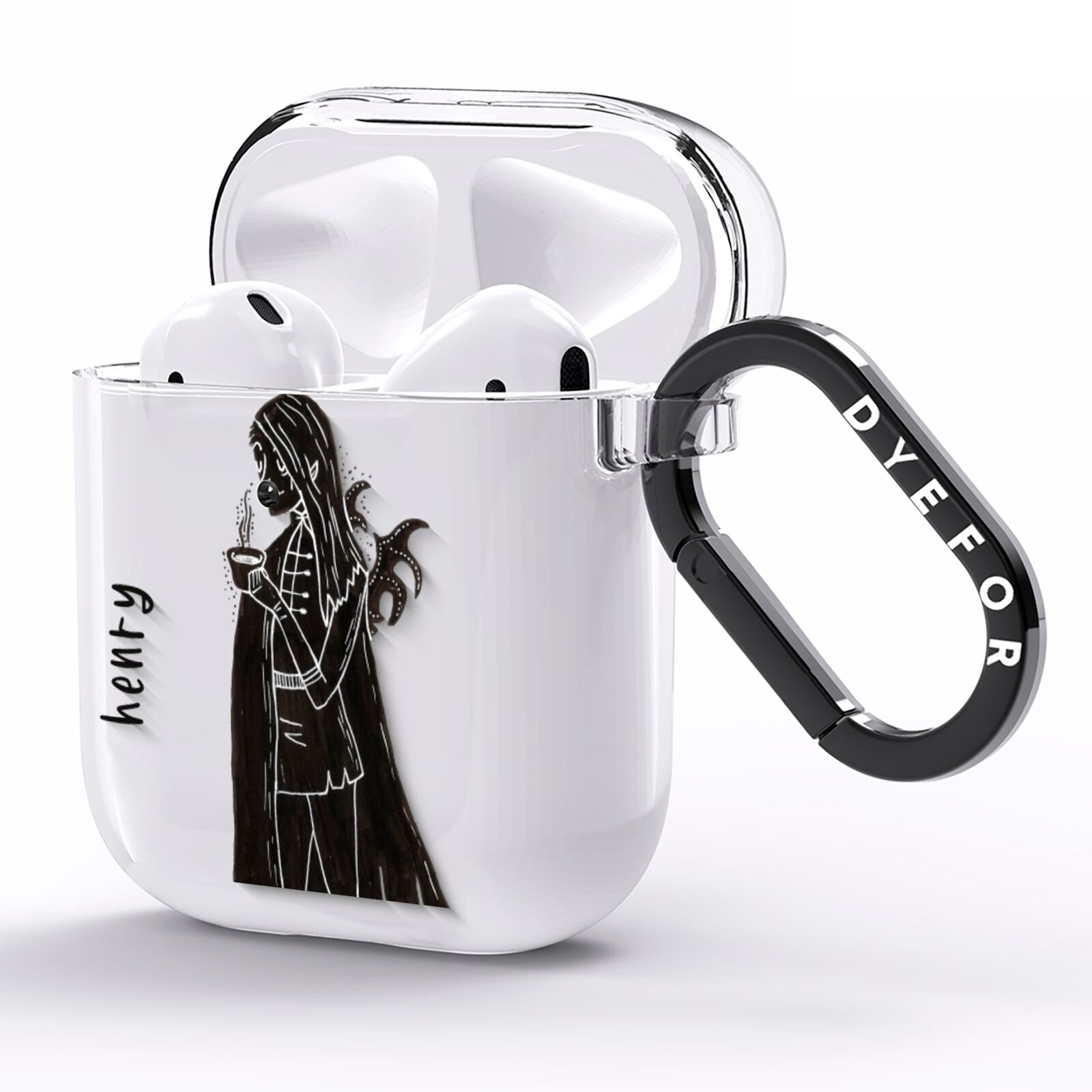 Dark Caped Vamp AirPods Clear Case Side Image