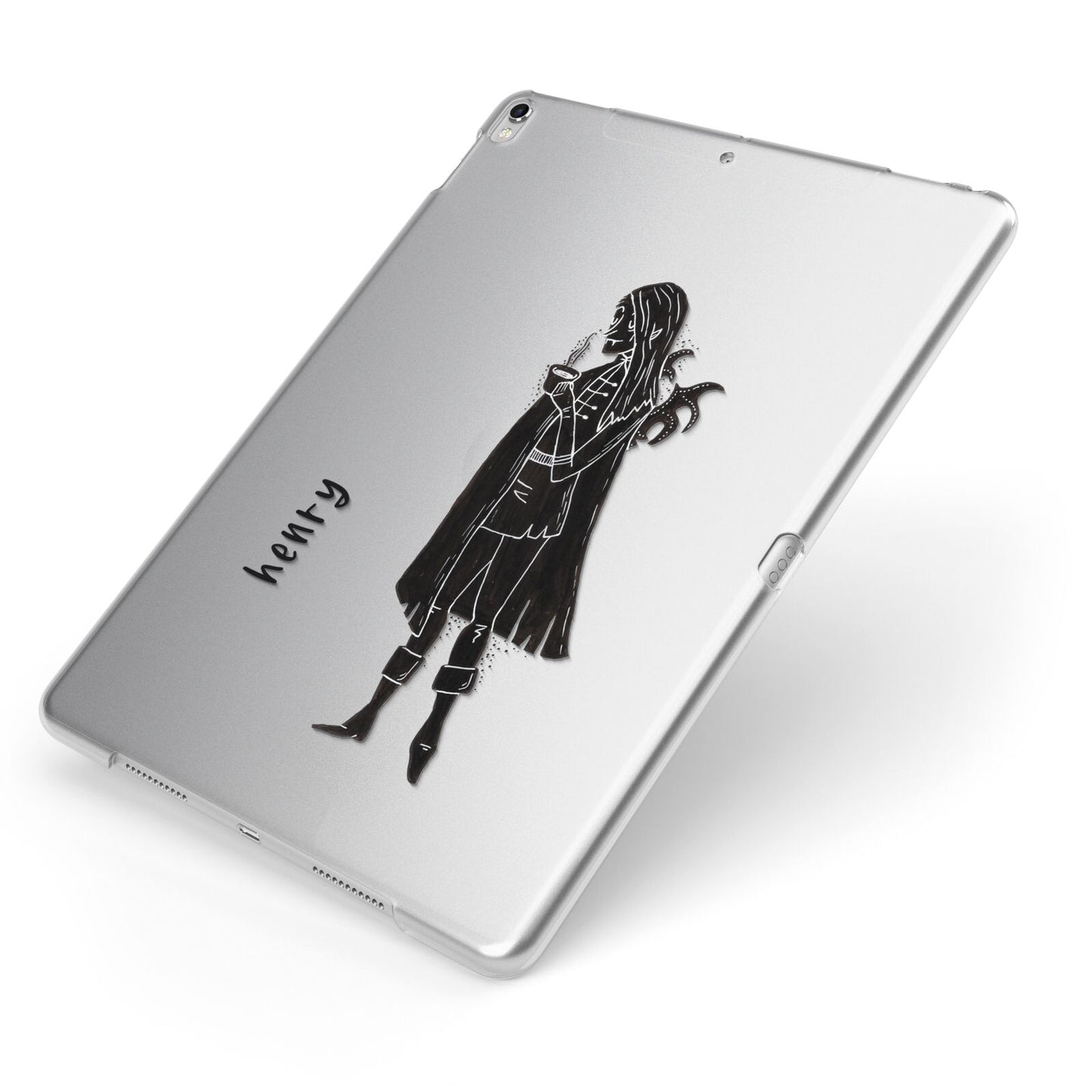 Dark Caped Vamp Apple iPad Case on Silver iPad Side View