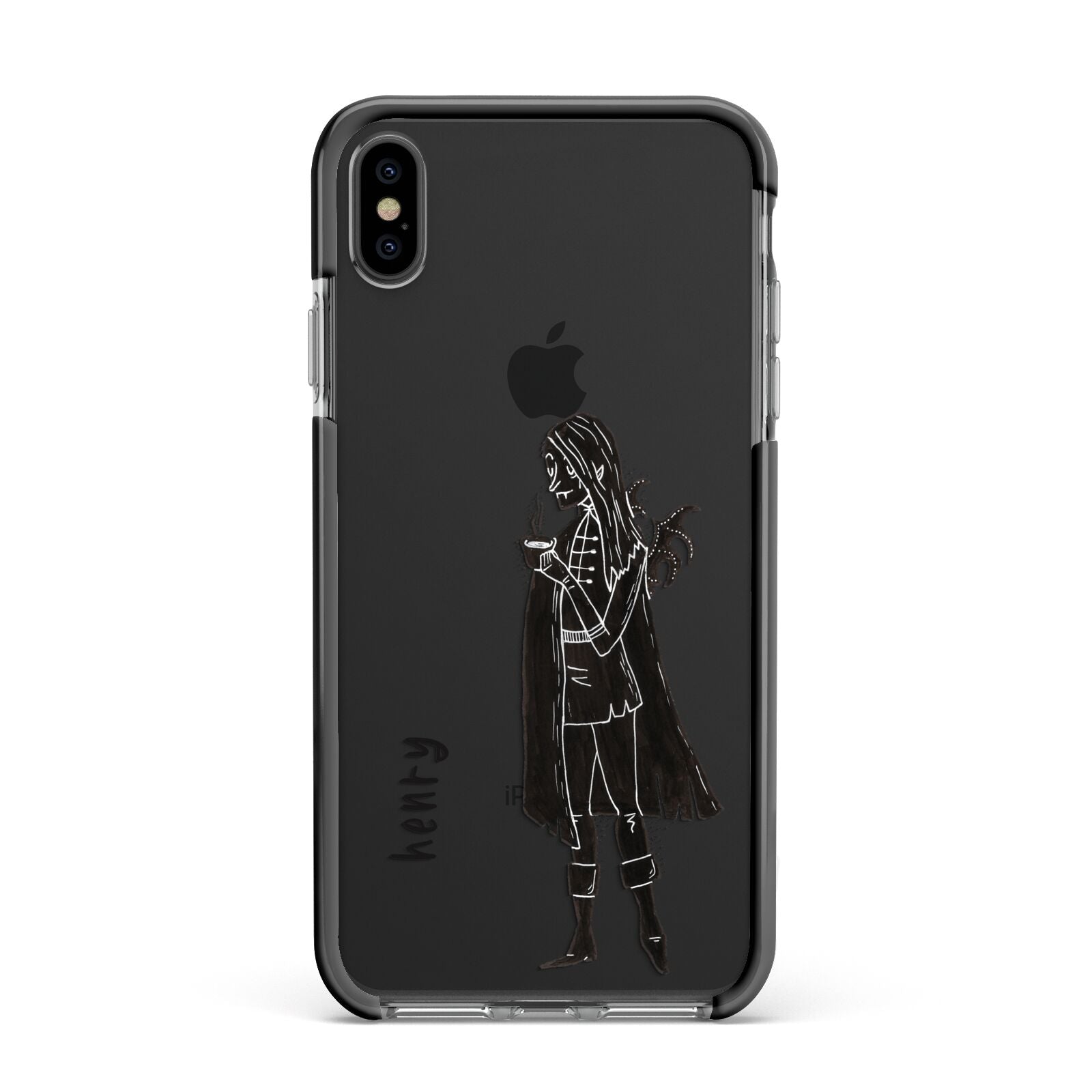 Dark Caped Vamp Apple iPhone Xs Max Impact Case Black Edge on Black Phone