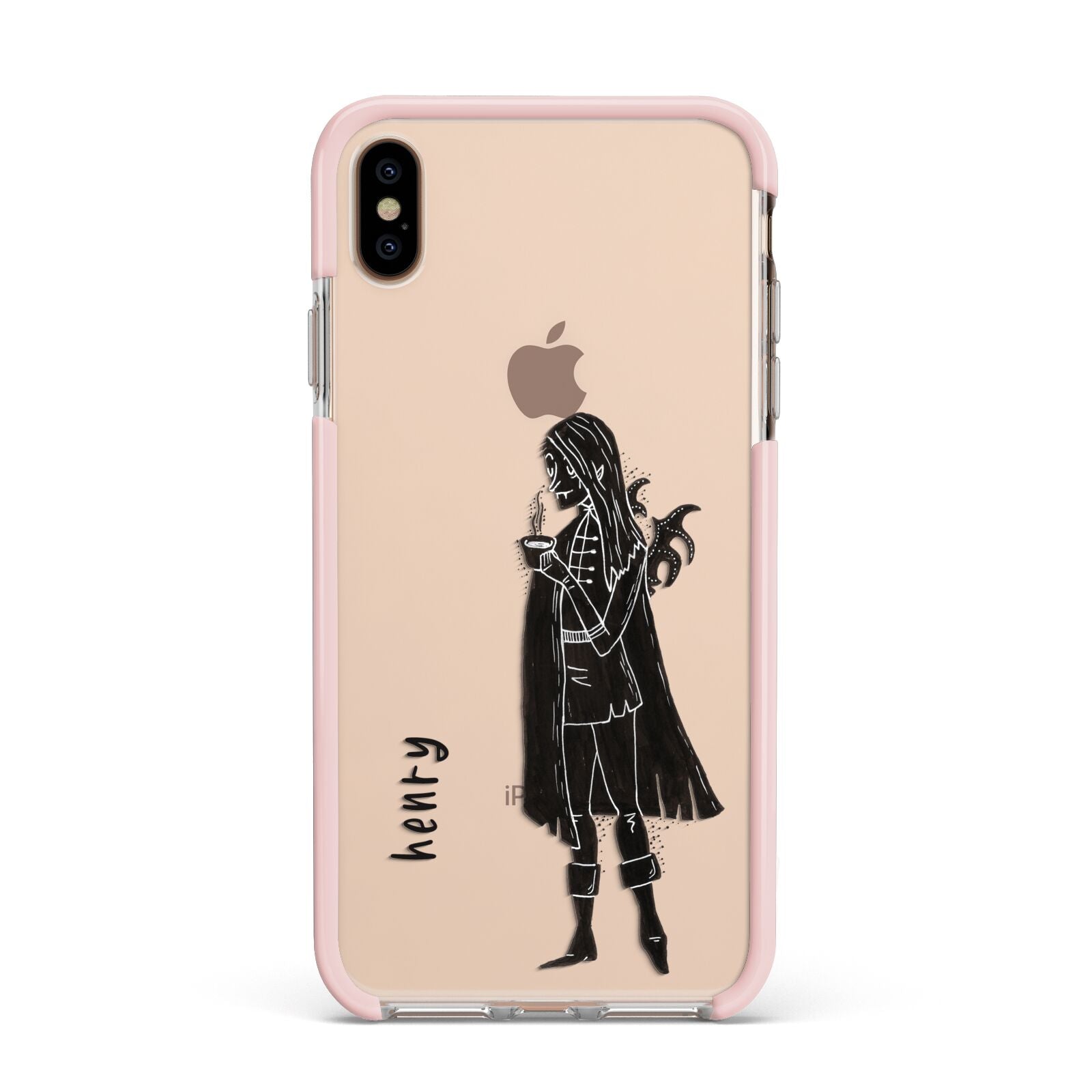 Dark Caped Vamp Apple iPhone Xs Max Impact Case Pink Edge on Gold Phone