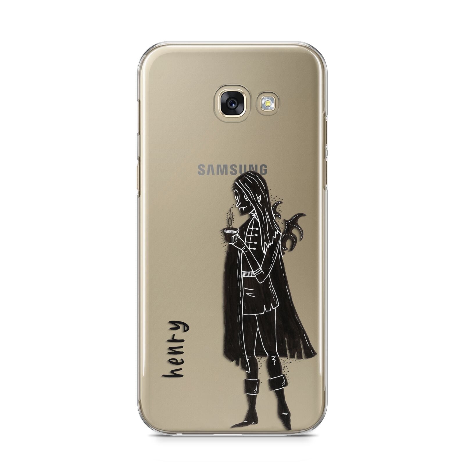 Dark Caped Vamp Samsung Galaxy A5 2017 Case on gold phone