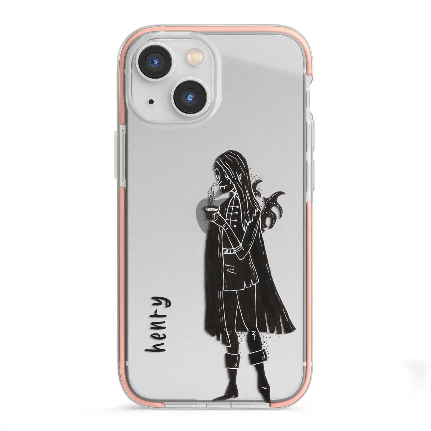 Dark Caped Vamp iPhone 13 Mini TPU Impact Case with Pink Edges