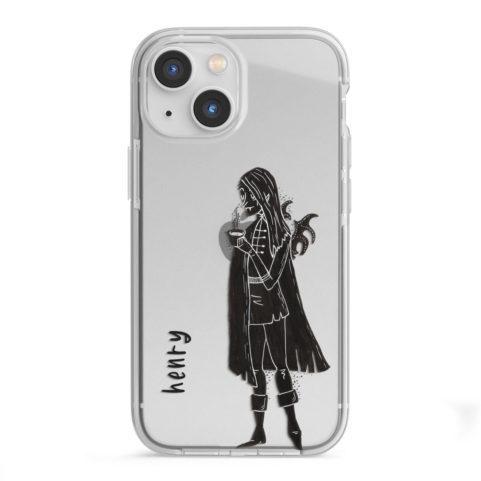 Dark Caped Vamp iPhone 13 Mini TPU Impact Case with White Edges