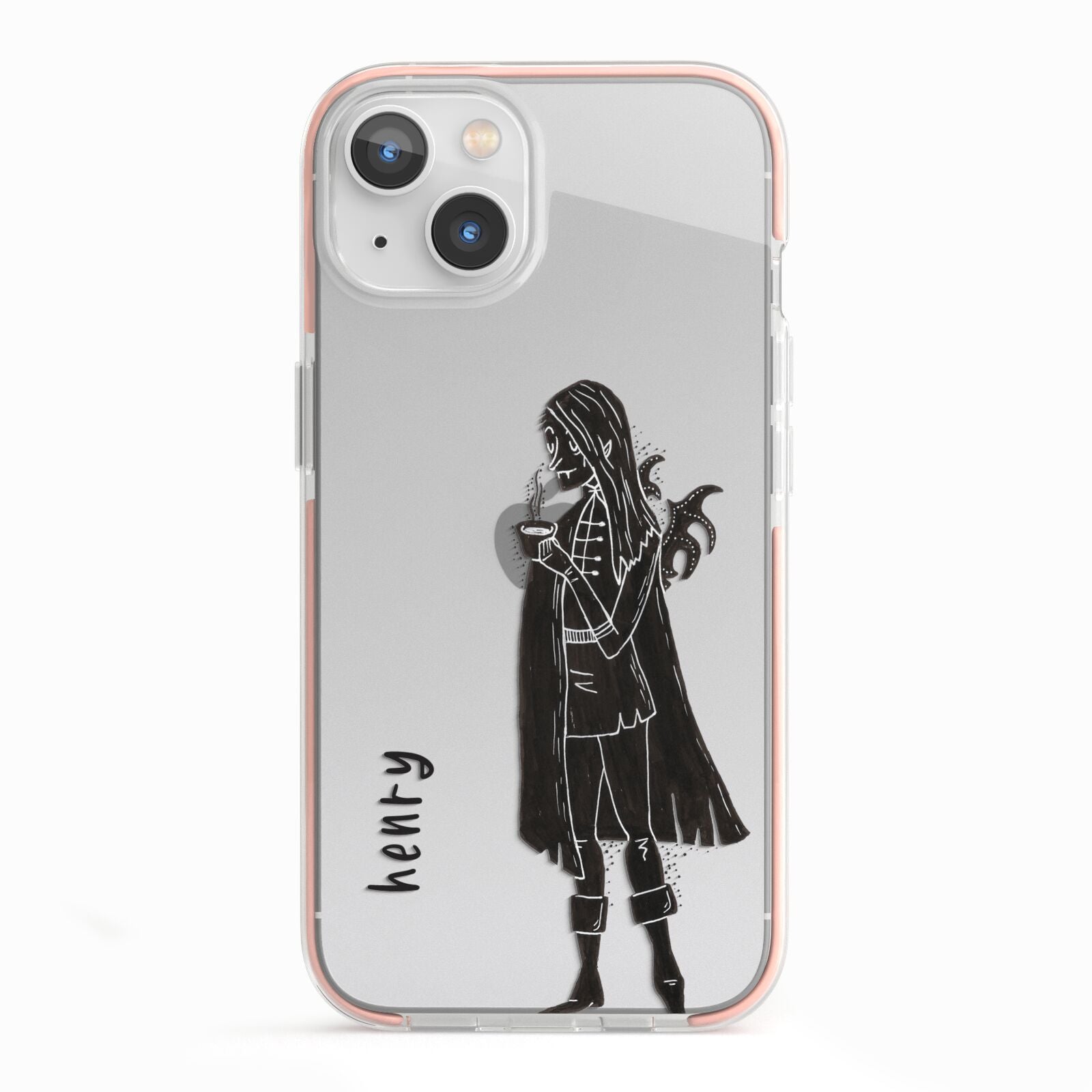 Dark Caped Vamp iPhone 13 TPU Impact Case with Pink Edges