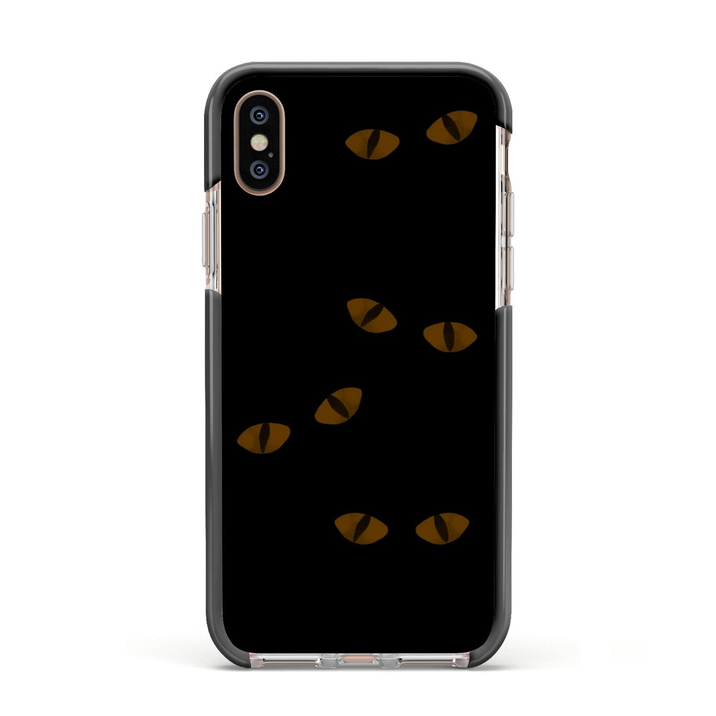 Darkness Eyes Apple iPhone Xs Impact Case Black Edge on Gold Phone