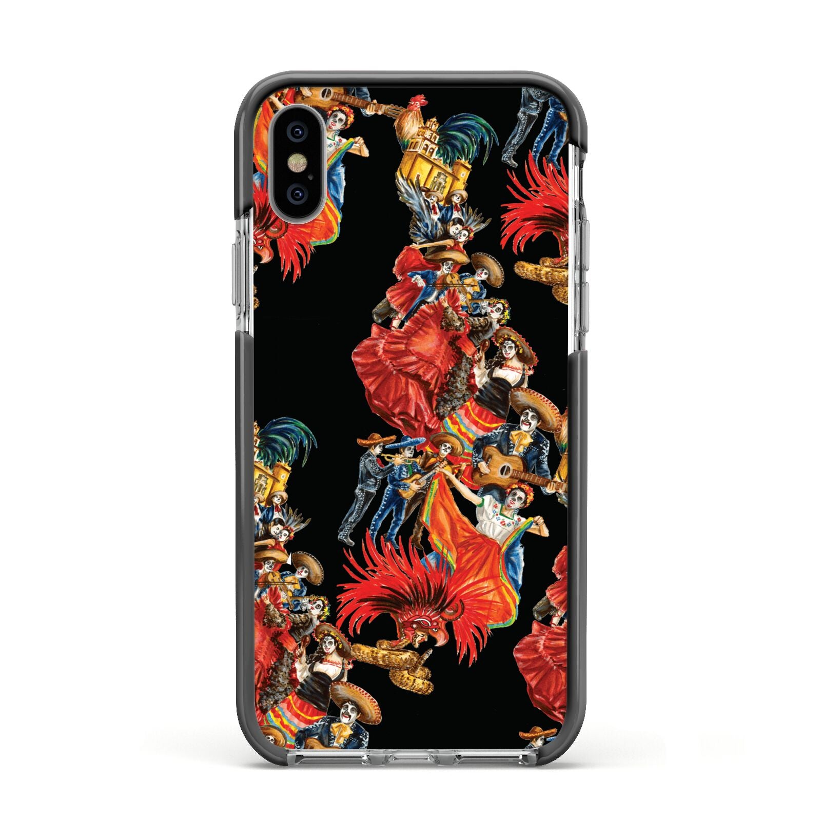 Day of the Dead Festival Apple iPhone Xs Impact Case Black Edge on Silver Phone