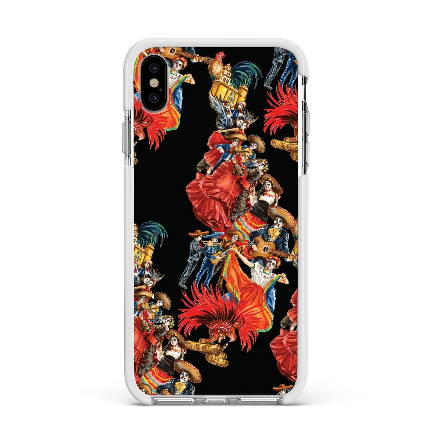 Day of the Dead Festival Apple iPhone Xs Max Impact Case White Edge on Silver Phone