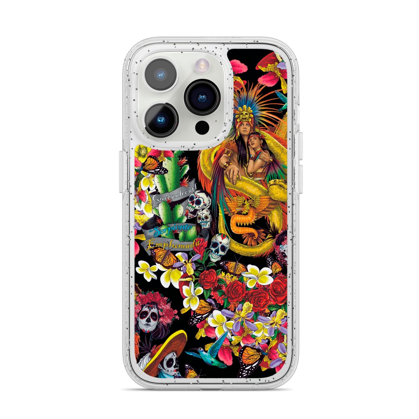 Day of the Dead iPhone 14 Pro Glitter Tough Case Silver