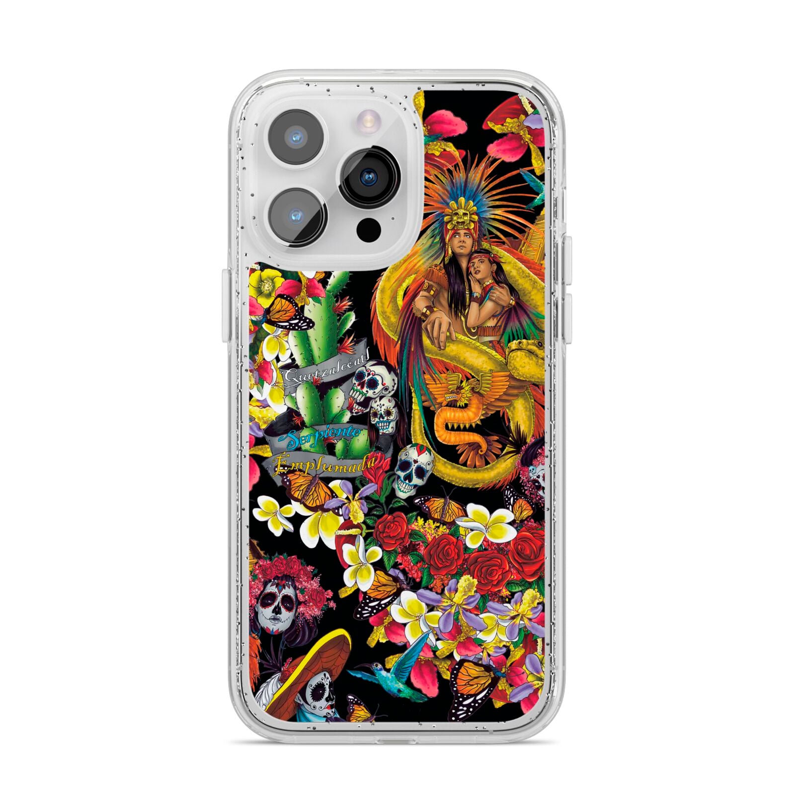 Day of the Dead iPhone 14 Pro Max Glitter Tough Case Silver