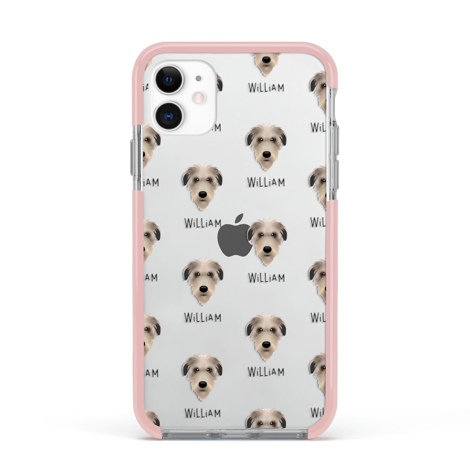 Deerhound Icon with Name Apple iPhone 11 in White with Pink Impact Case