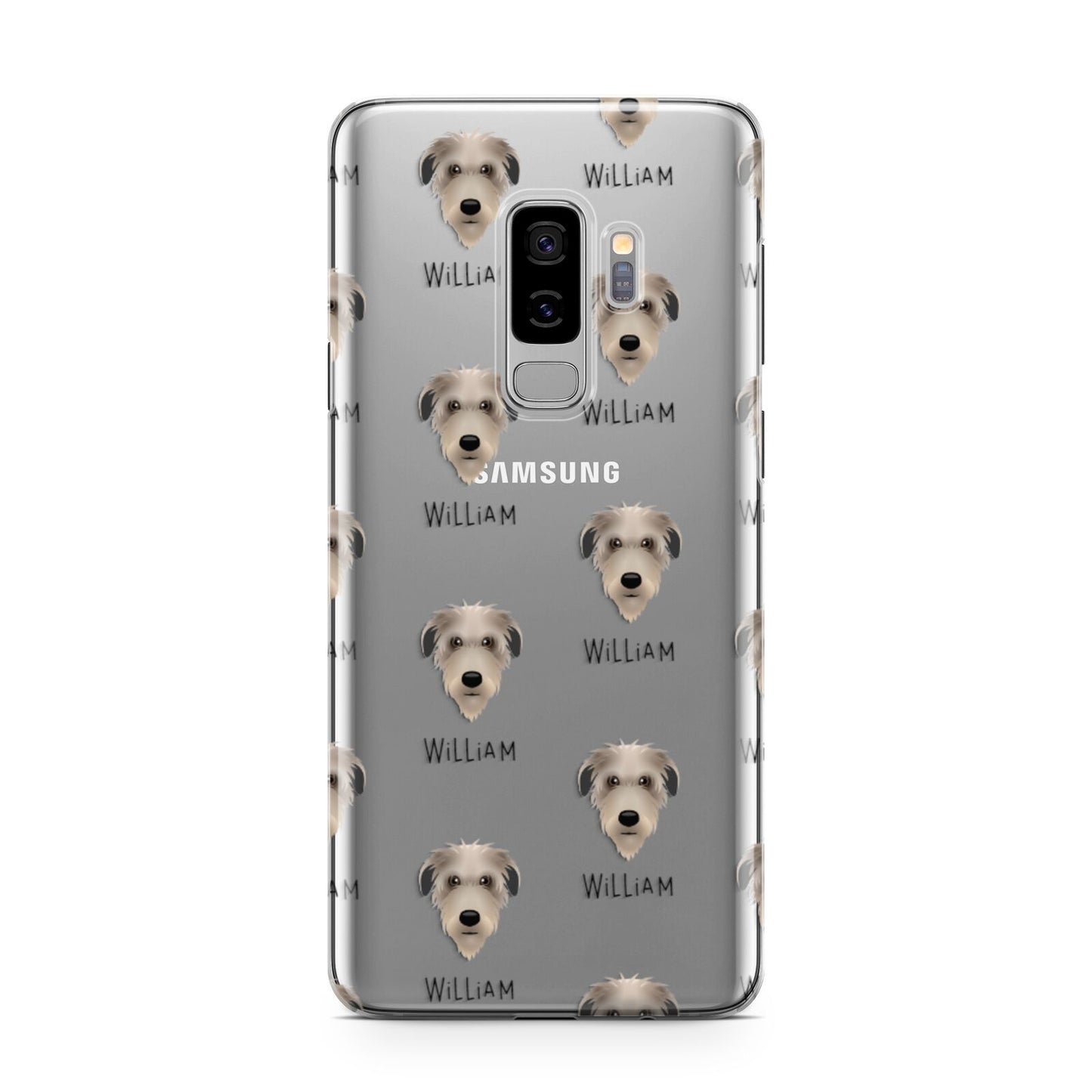 Deerhound Icon with Name Samsung Galaxy S9 Plus Case on Silver phone