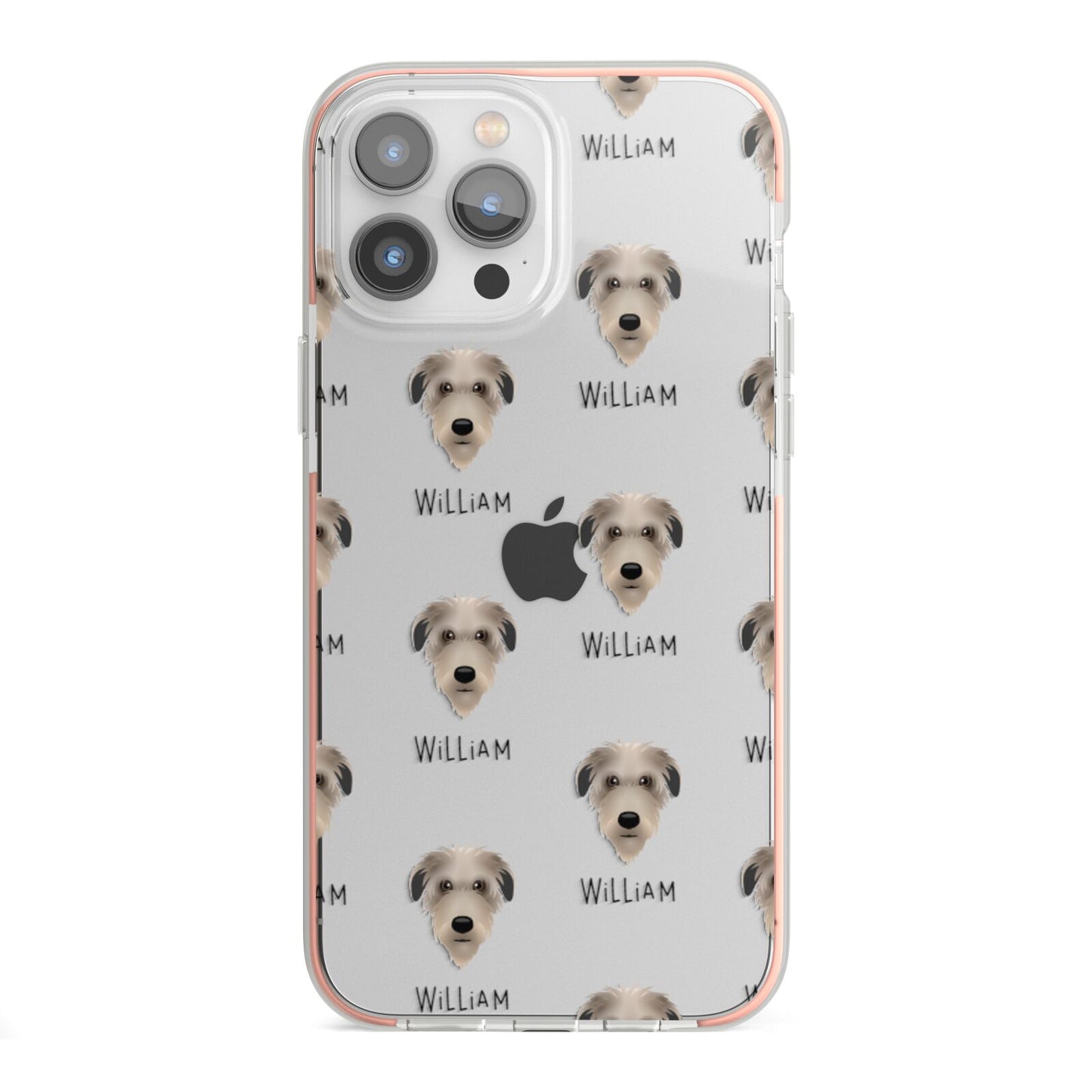 Deerhound Icon with Name iPhone 13 Pro Max TPU Impact Case with Pink Edges