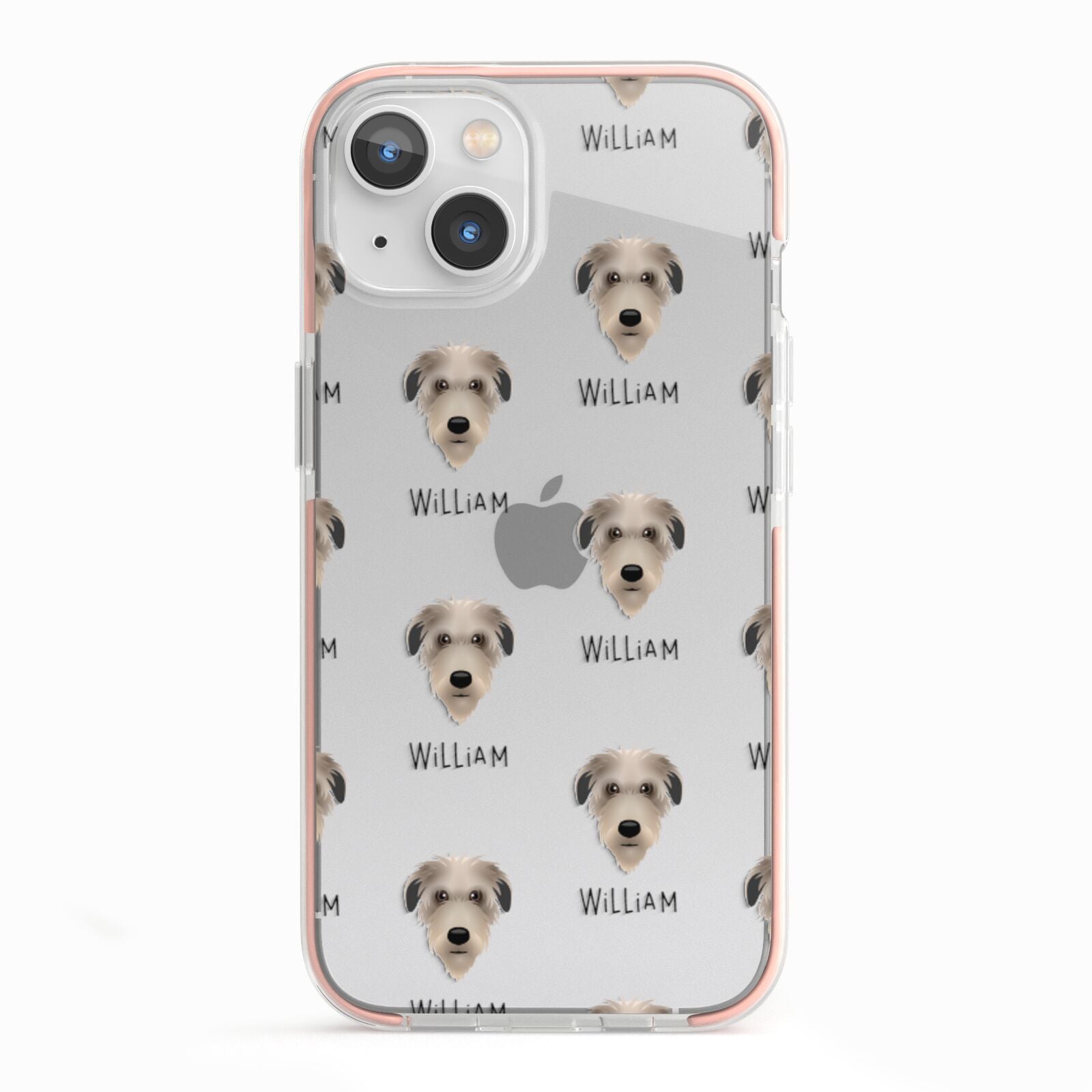 Deerhound Icon with Name iPhone 13 TPU Impact Case with Pink Edges