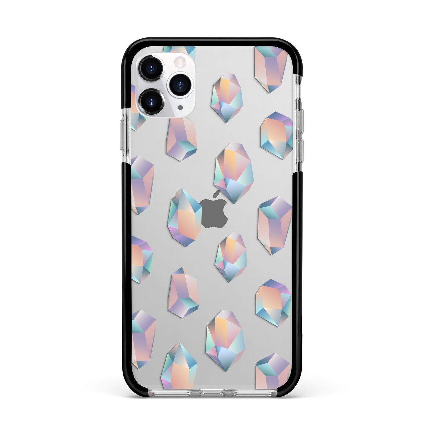 Diamond Apple iPhone 11 Pro Max in Silver with Black Impact Case