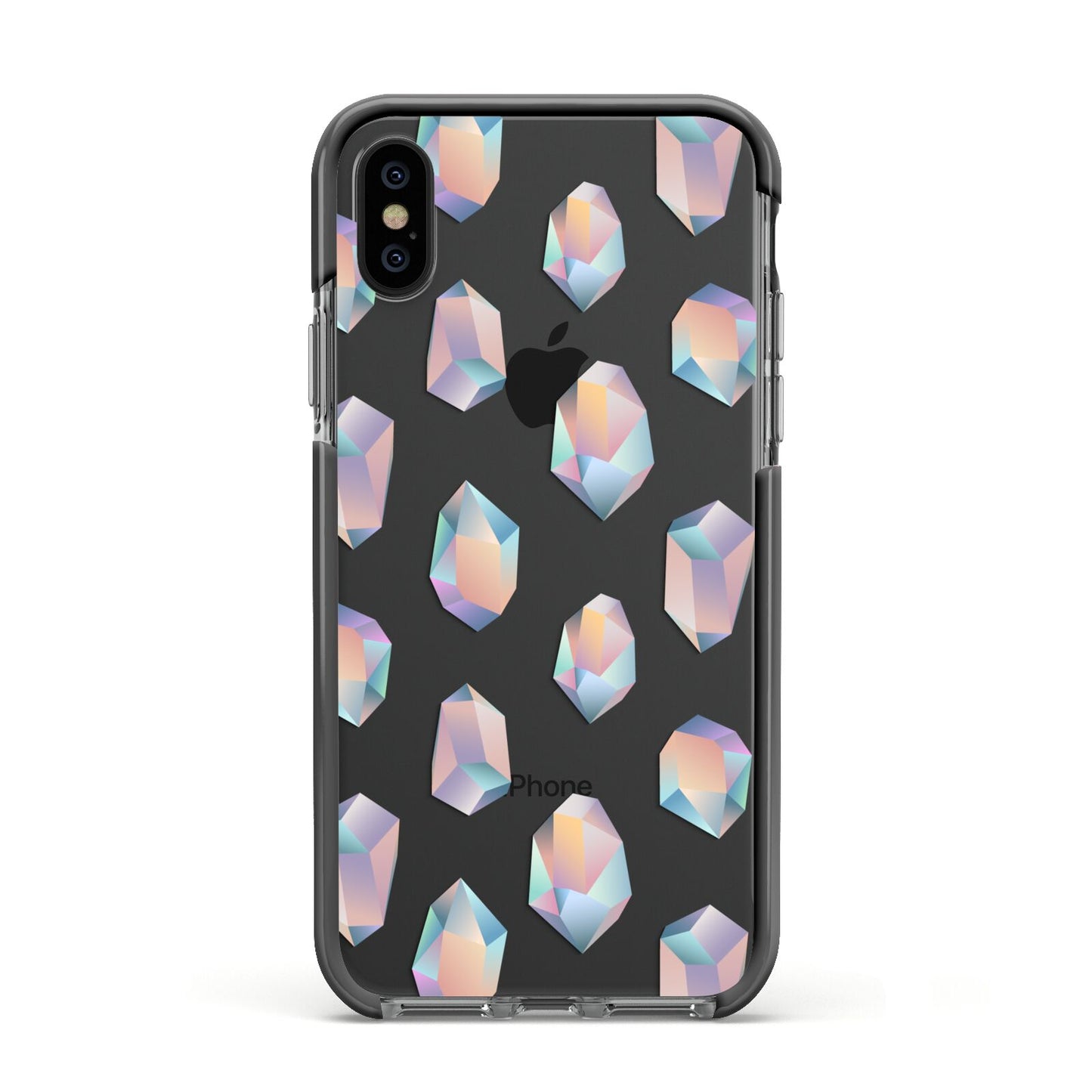 Diamond Apple iPhone Xs Impact Case Black Edge on Black Phone