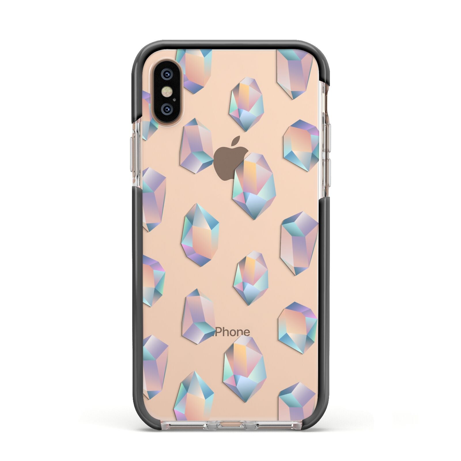 Diamond Apple iPhone Xs Impact Case Black Edge on Gold Phone